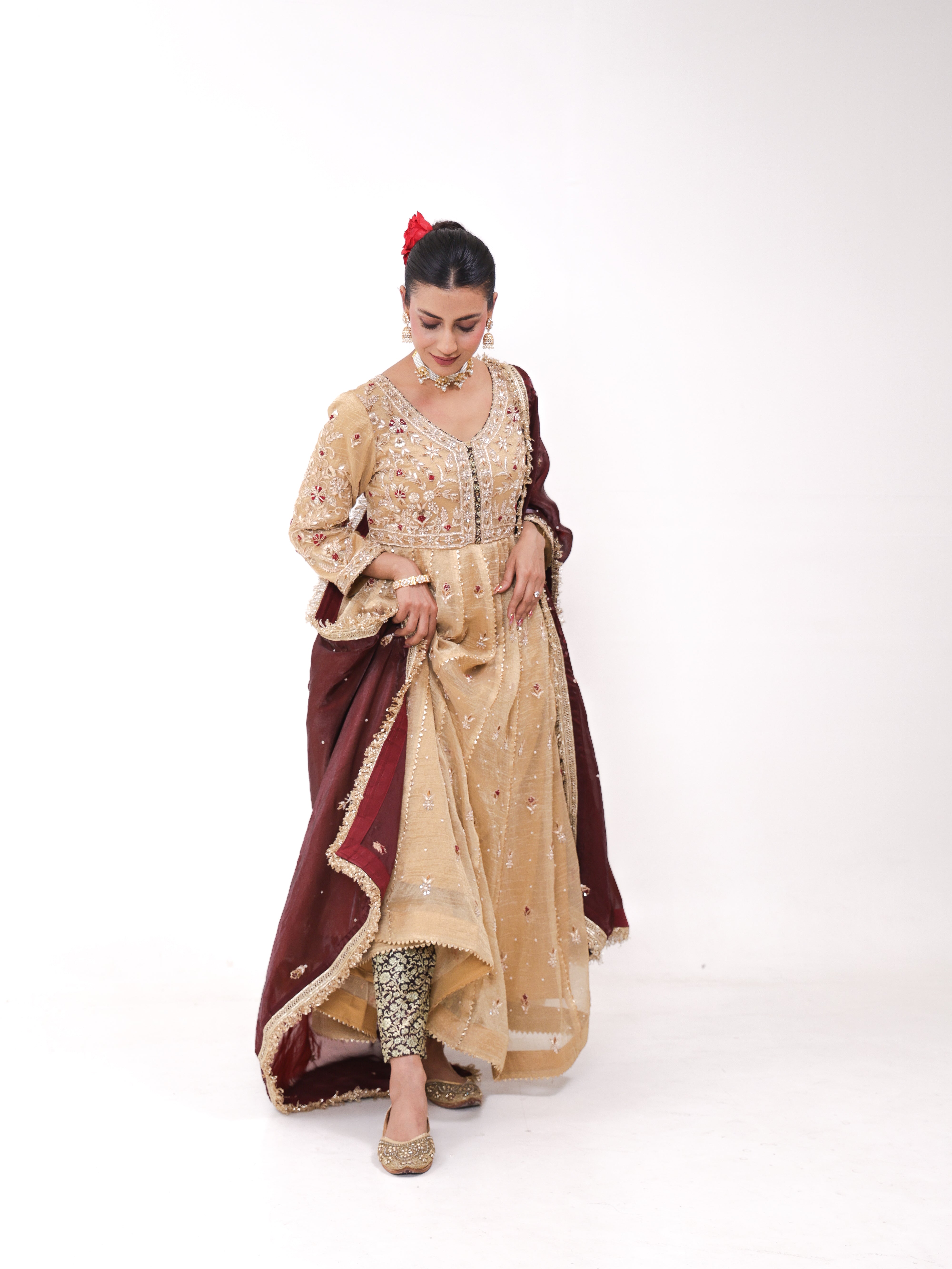 Falak Golden Tissue Anarkali