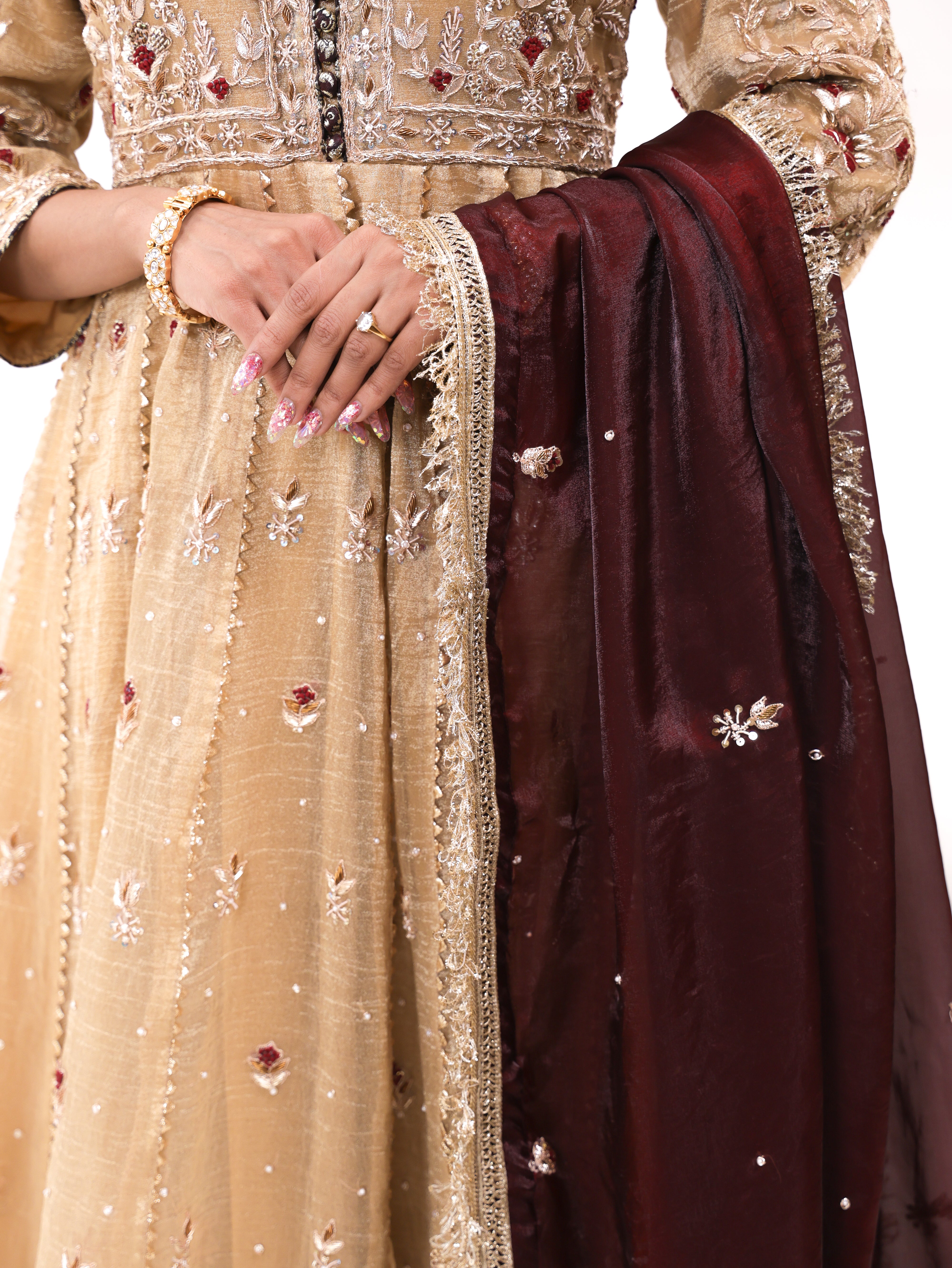 Falak Golden Tissue Anarkali