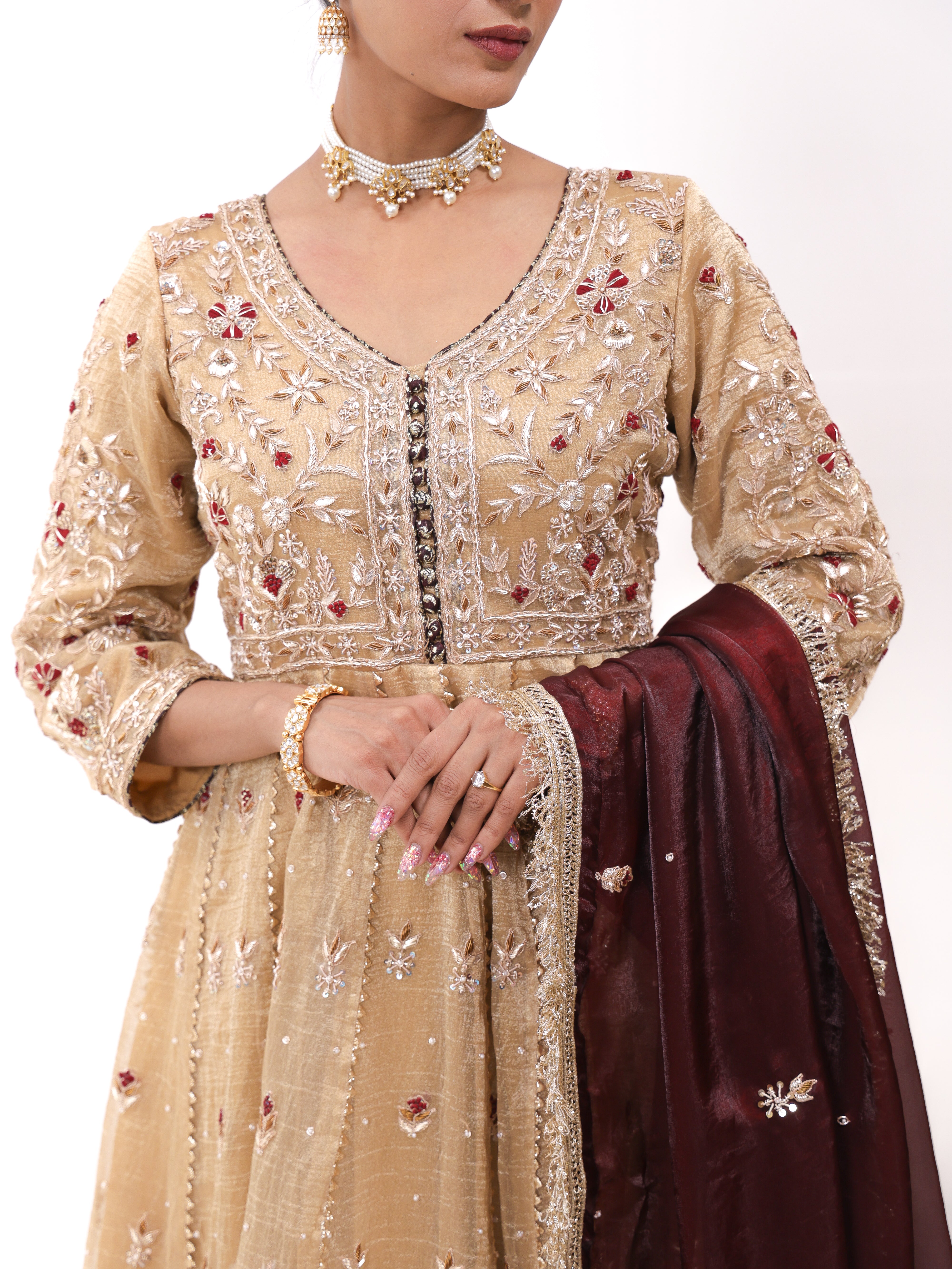 Falak Golden Tissue Anarkali