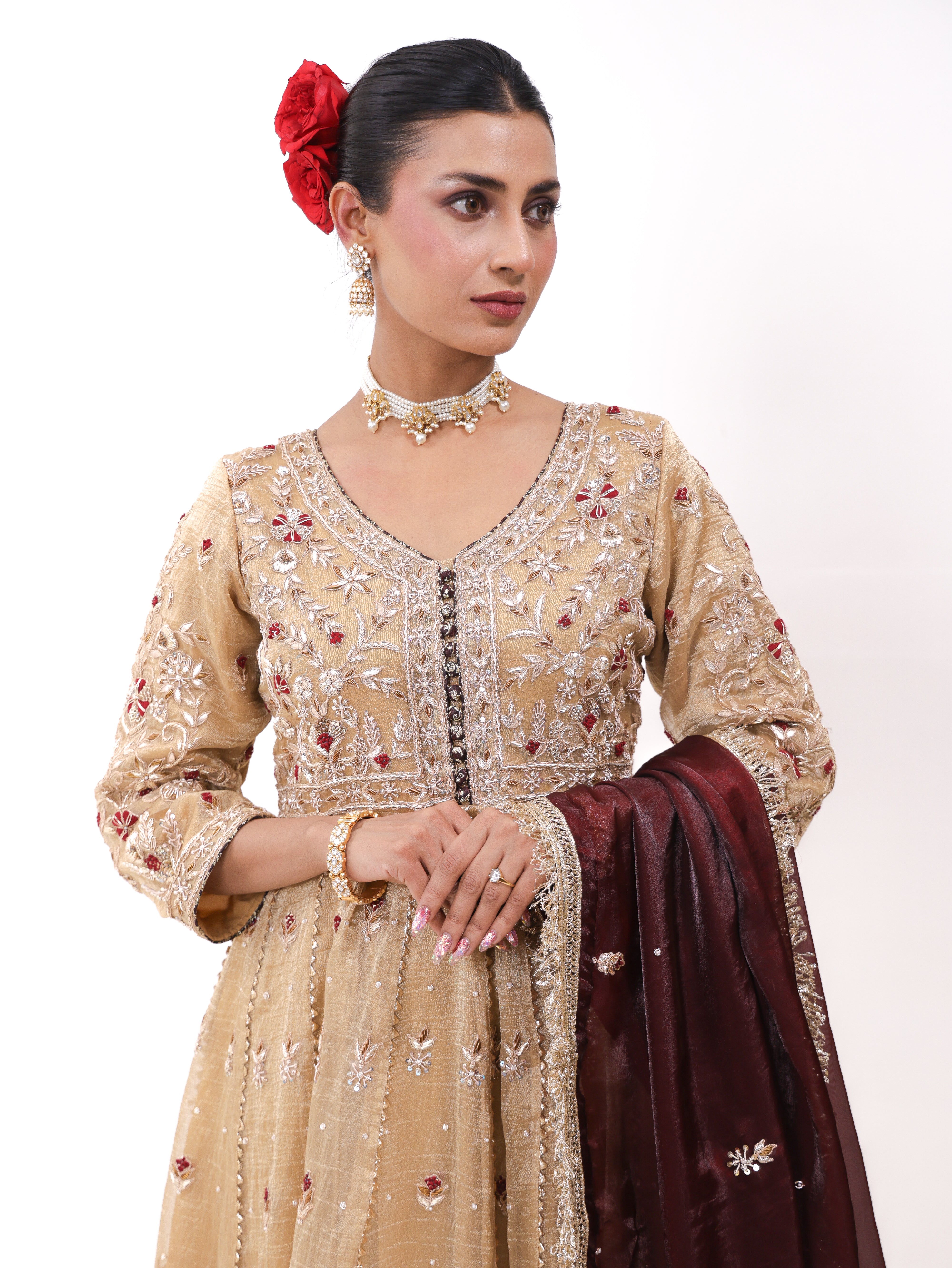 Falak Golden Tissue Anarkali