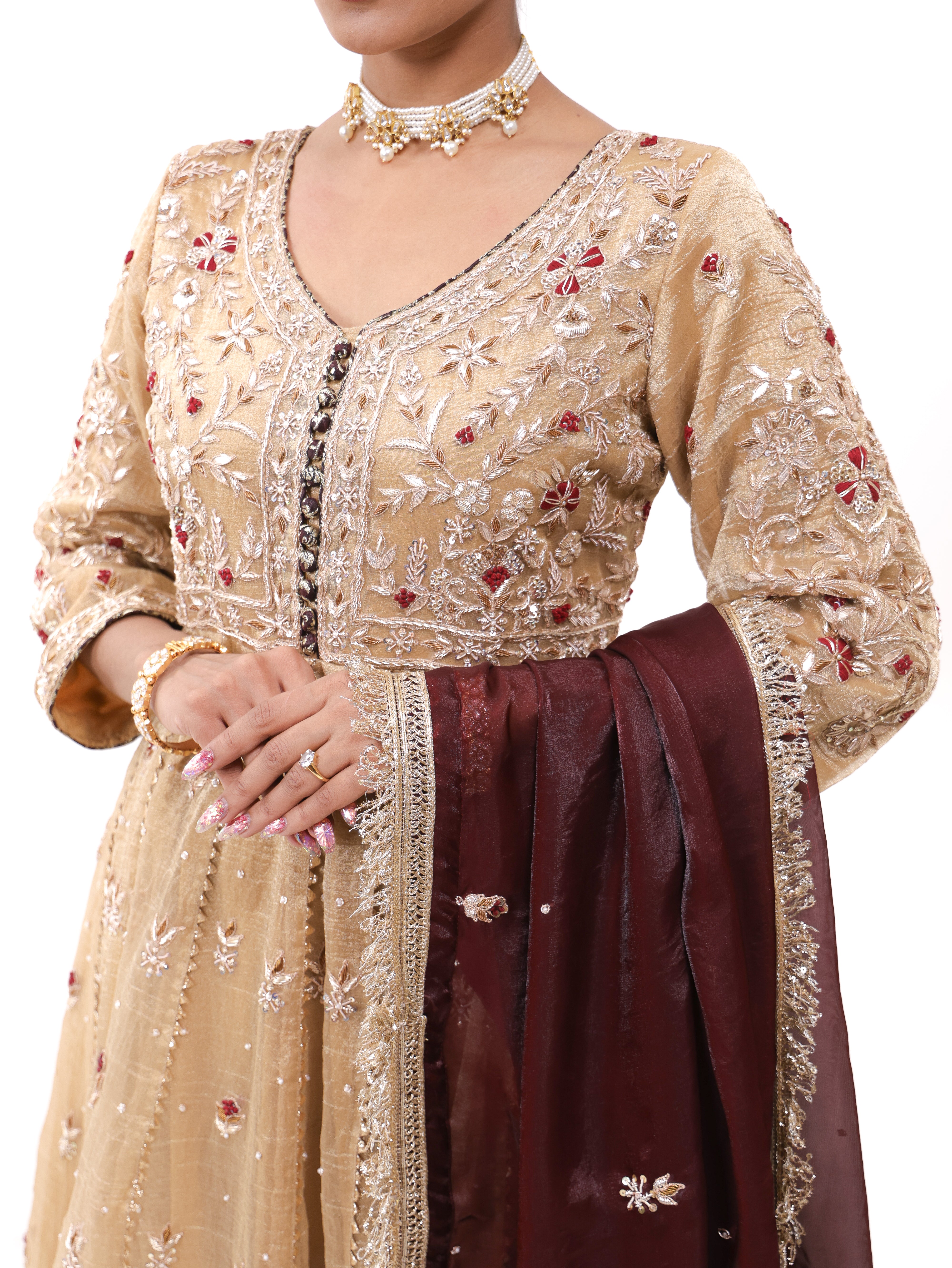 Falak Golden Tissue Anarkali