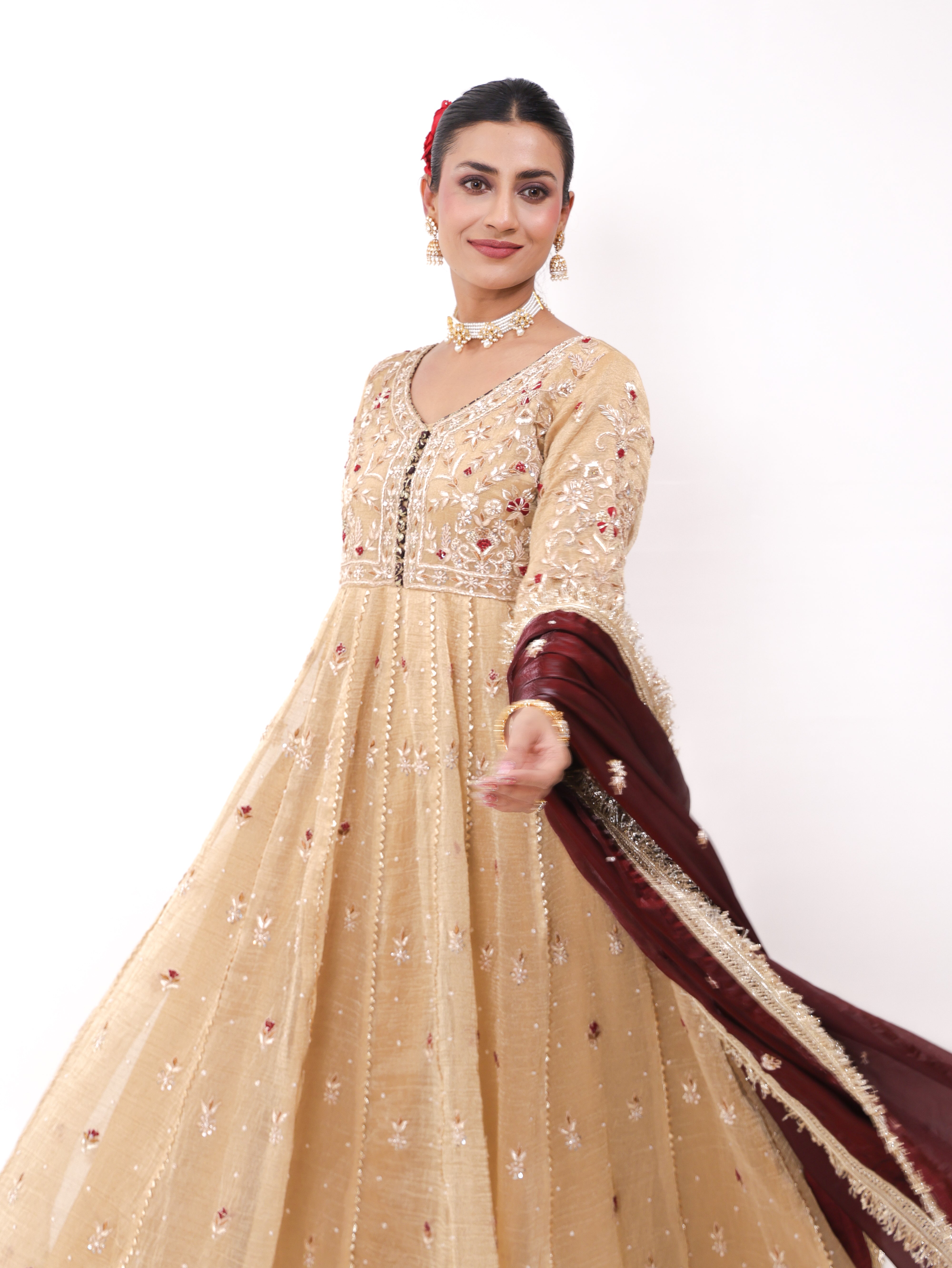 Falak Golden Tissue Anarkali