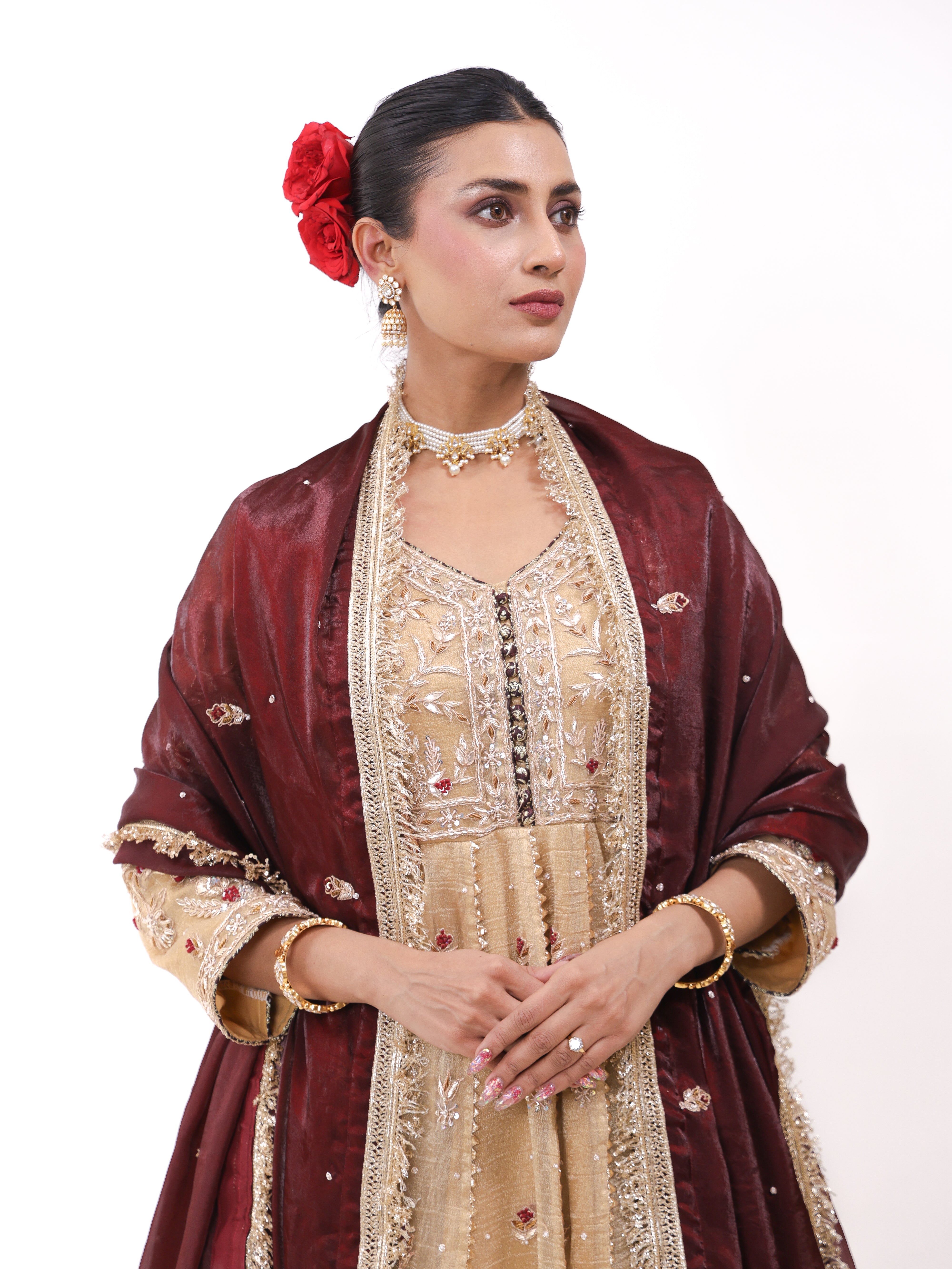 Falak Golden Tissue Anarkali
