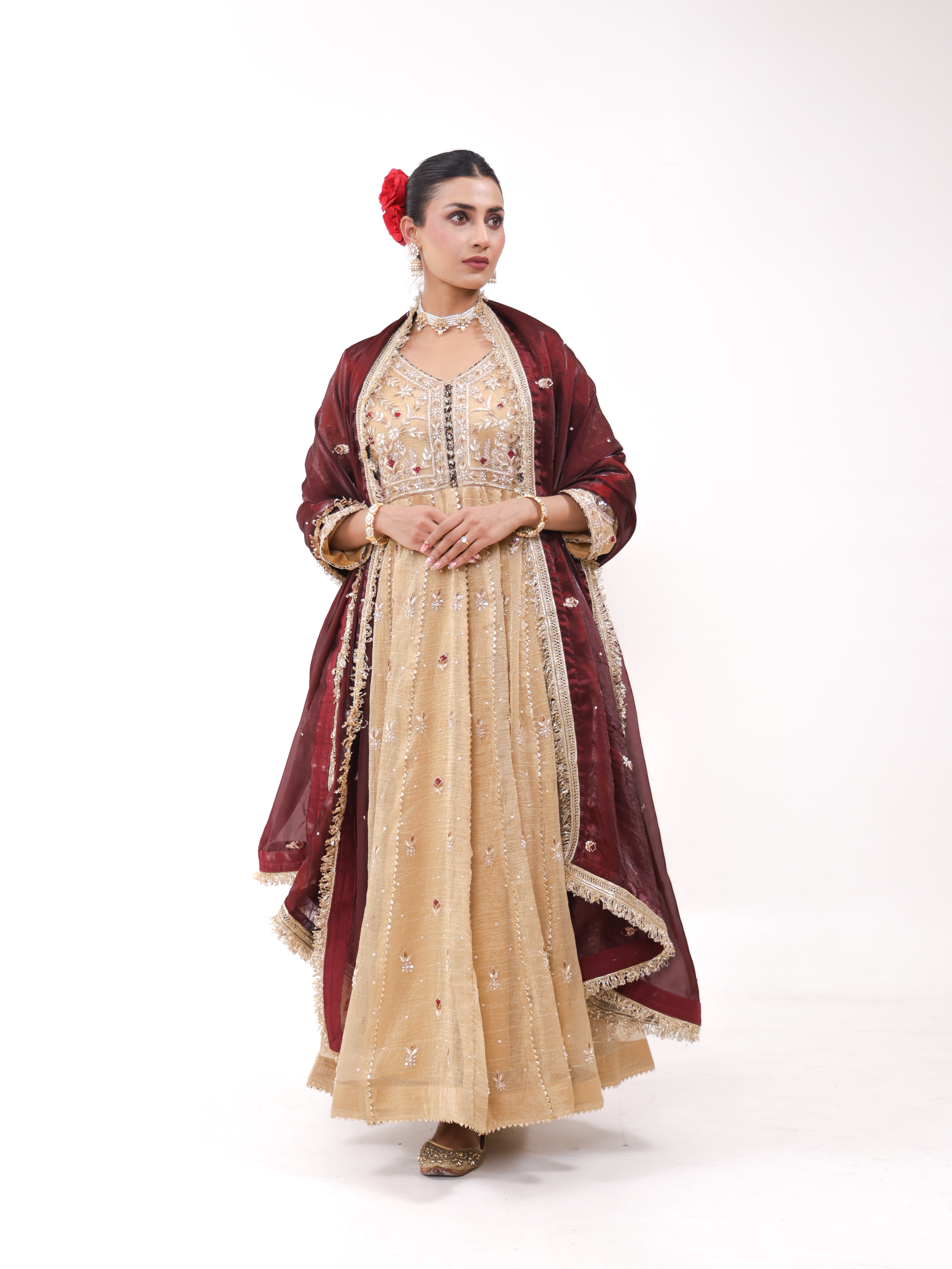 Falak Golden Tissue Anarkali