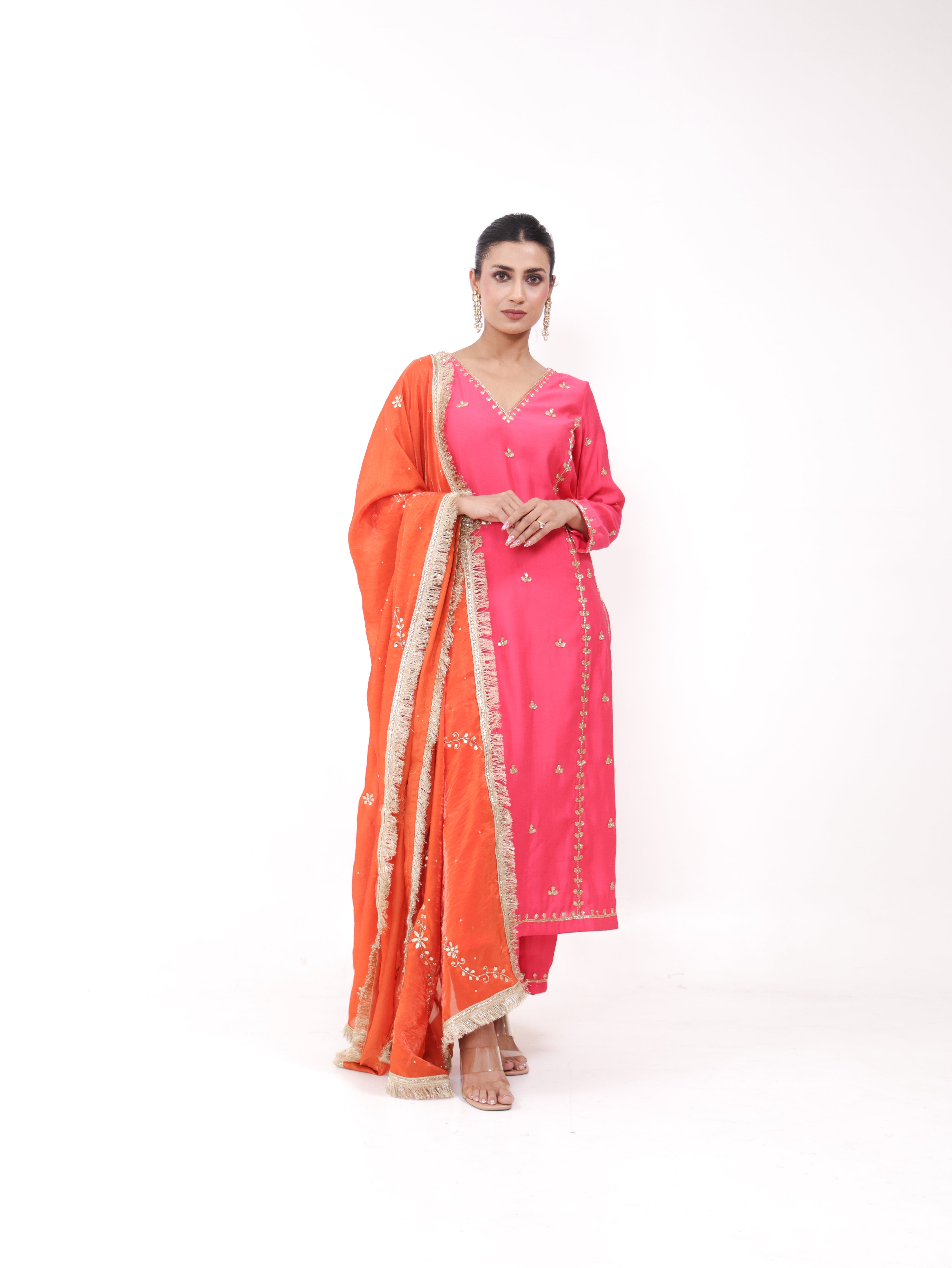Falak Pink Orange Kurta Set