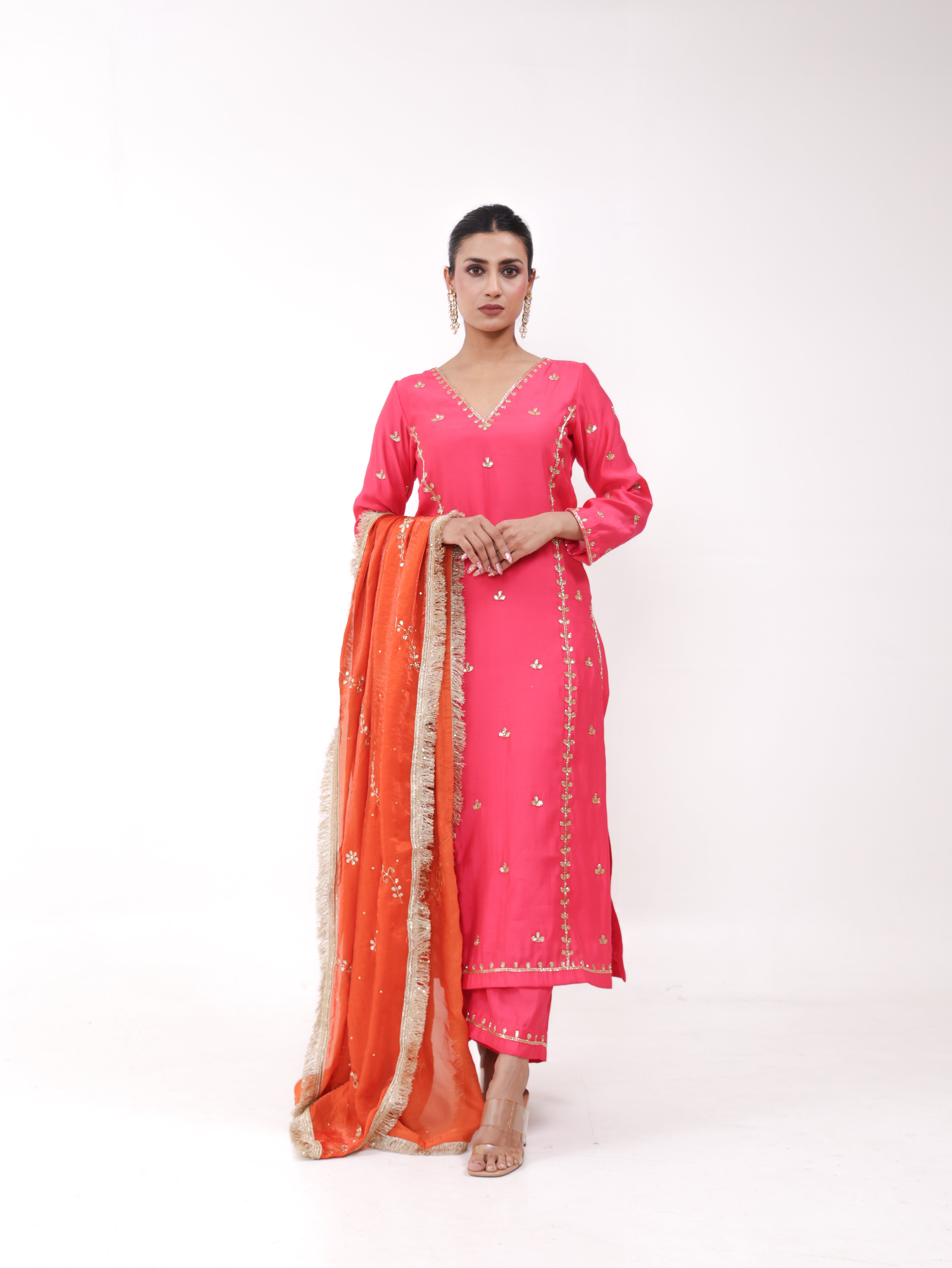 Falak Pink Orange Kurta Set