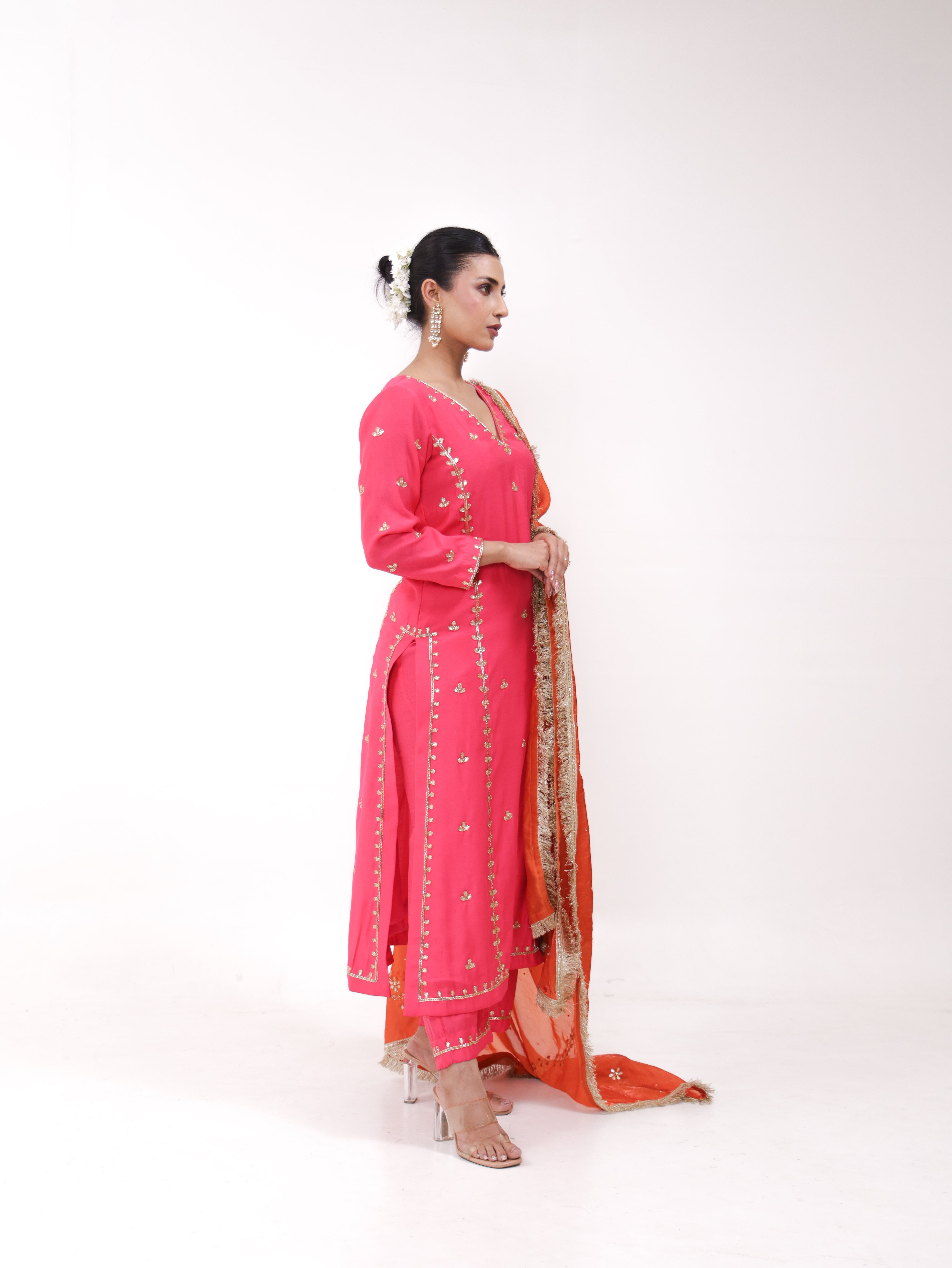 Falak Pink Orange Kurta Set