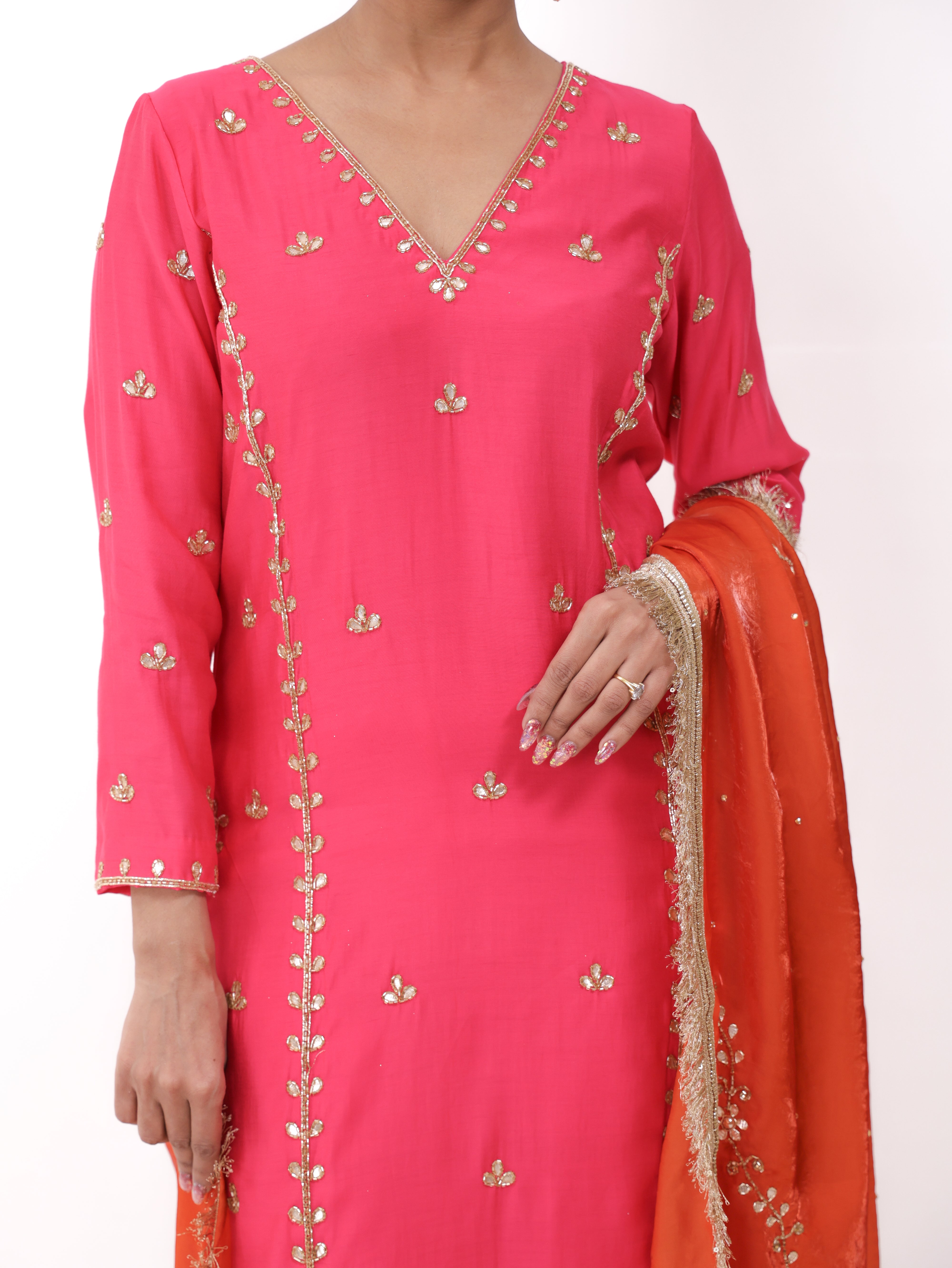 Falak Pink Orange Kurta Set