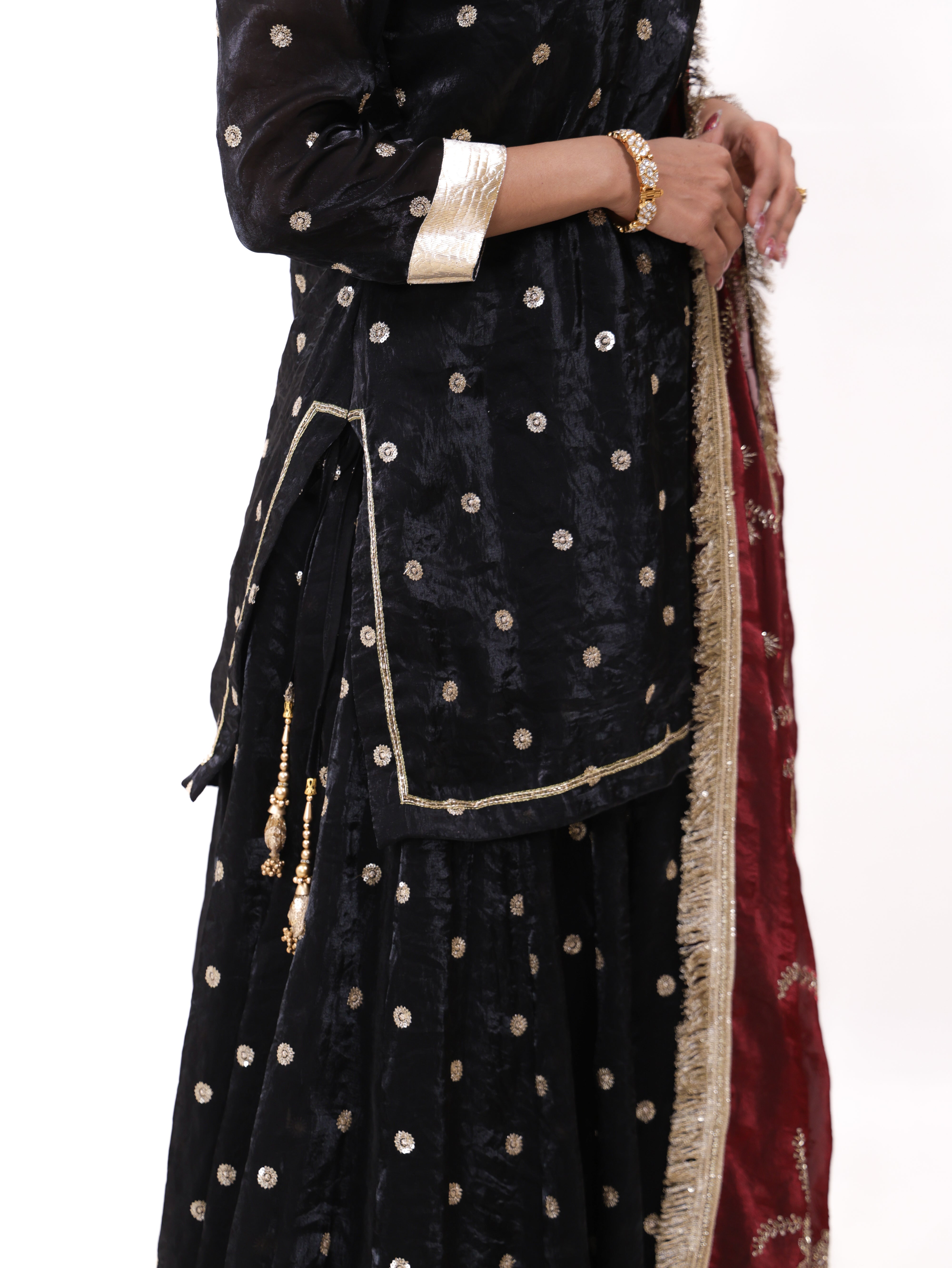 Falak Black Golden lehenga set