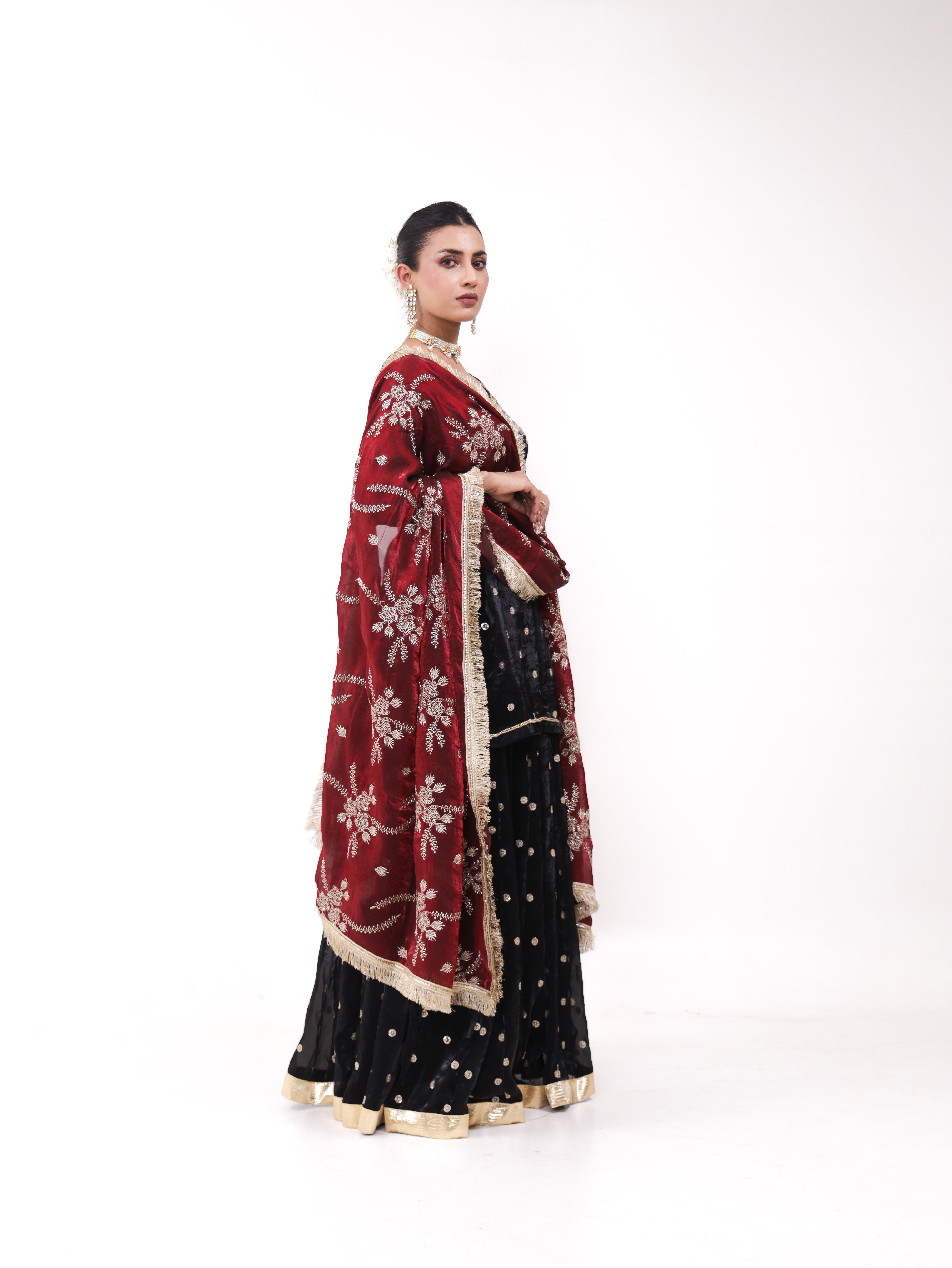 Falak Black Golden lehenga set