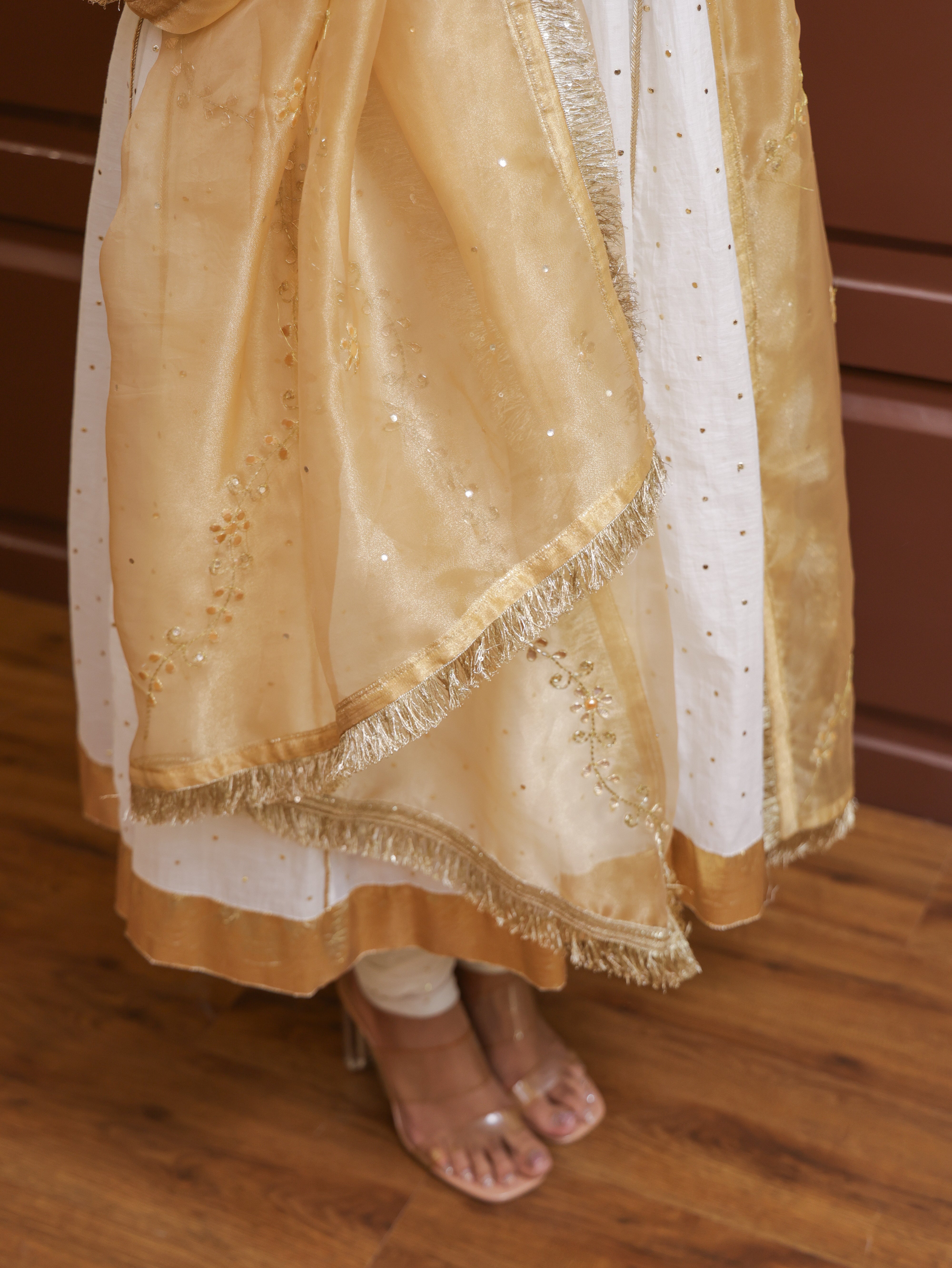 Falak White Mukesh Anarkali set