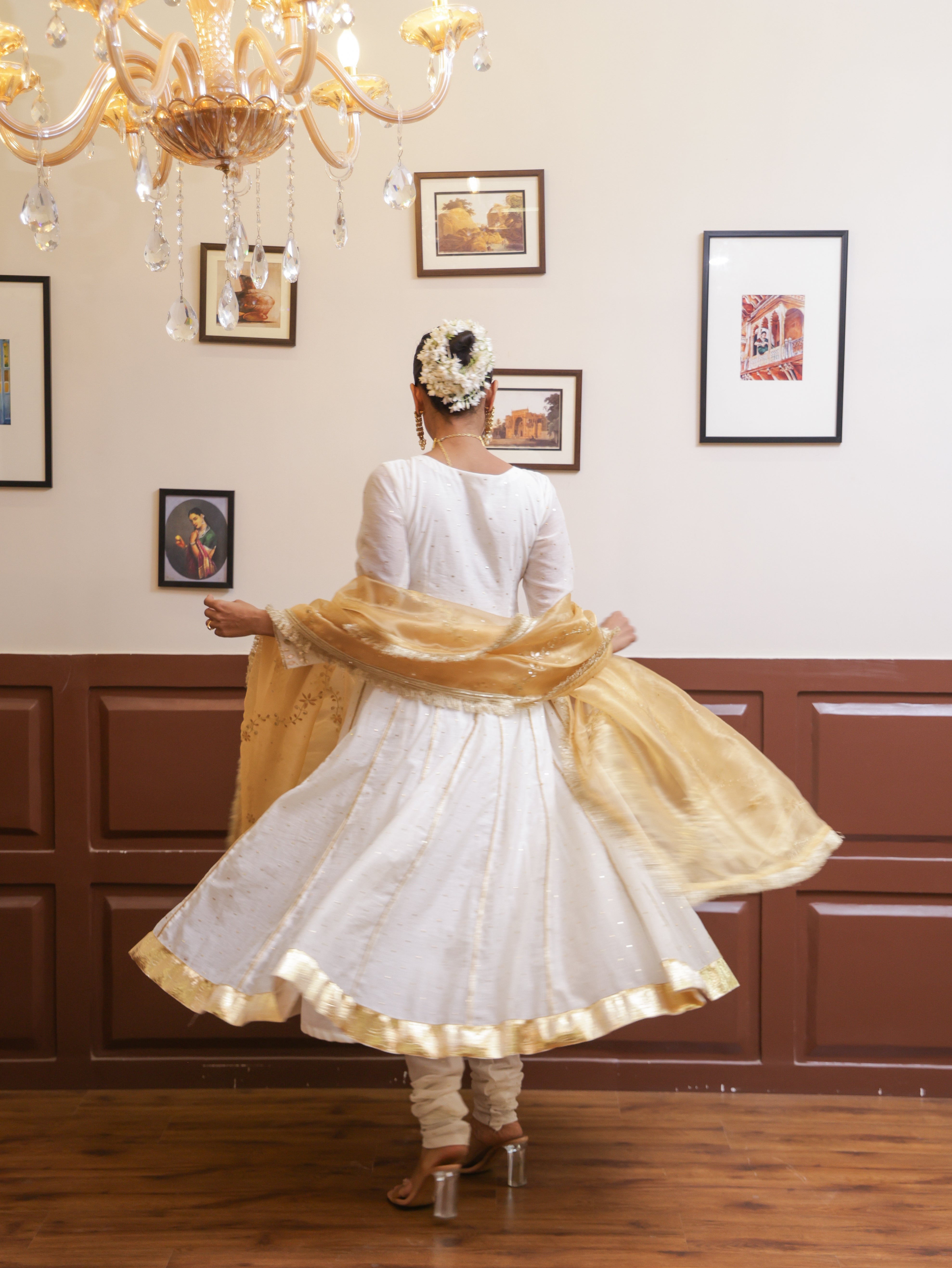 Falak White Mukesh Anarkali set
