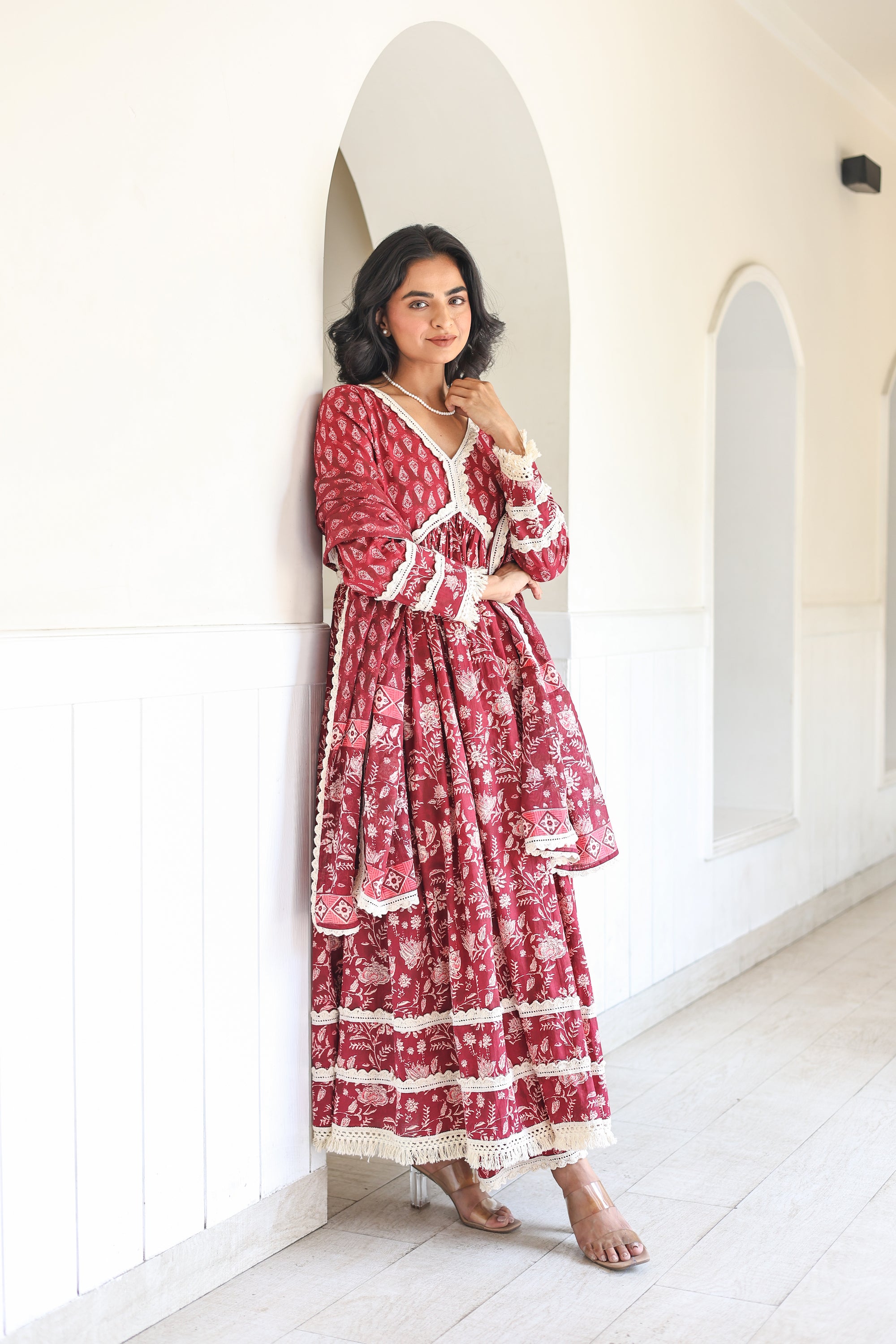 Maroon Anarkali Set