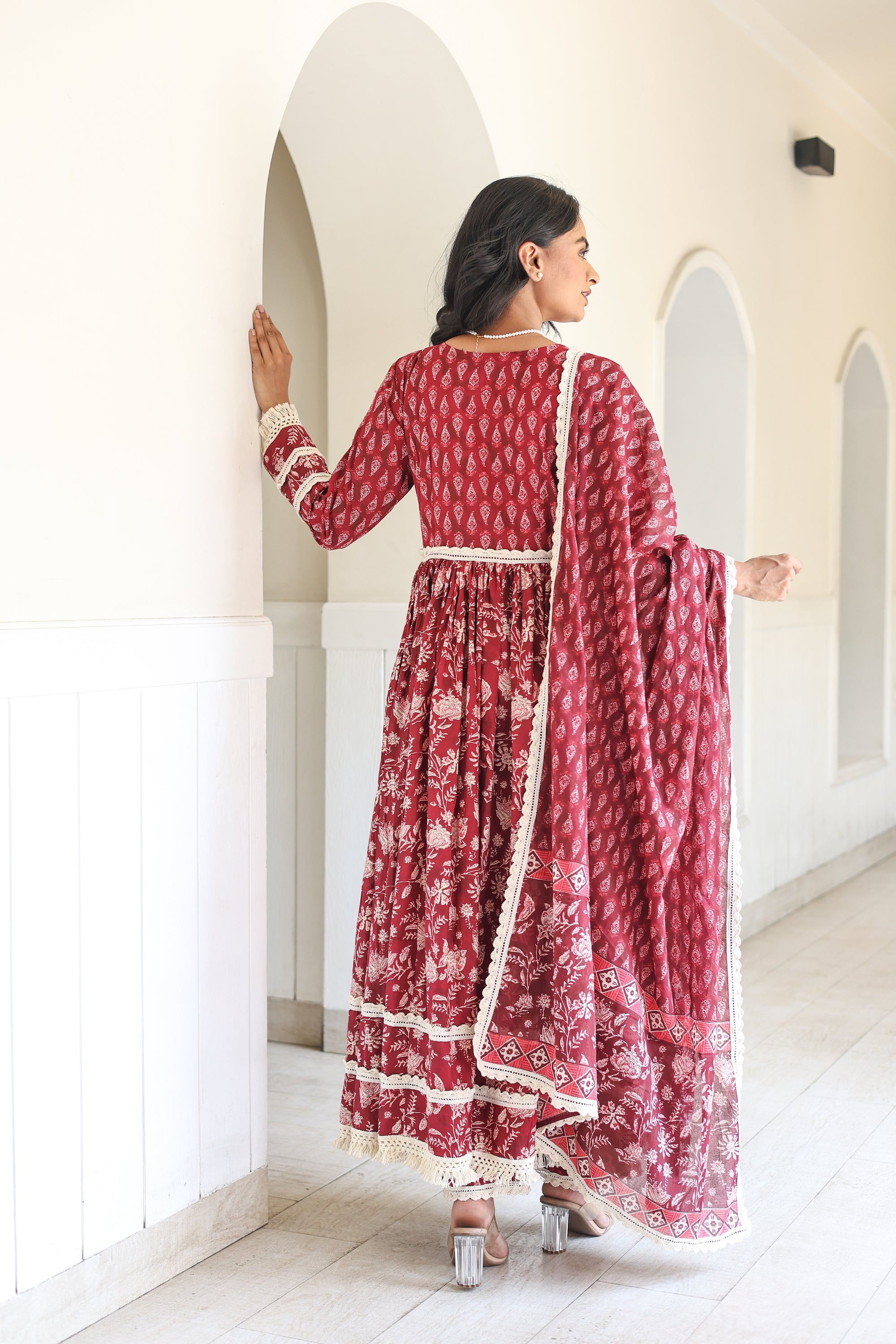 Maroon Anarkali Set
