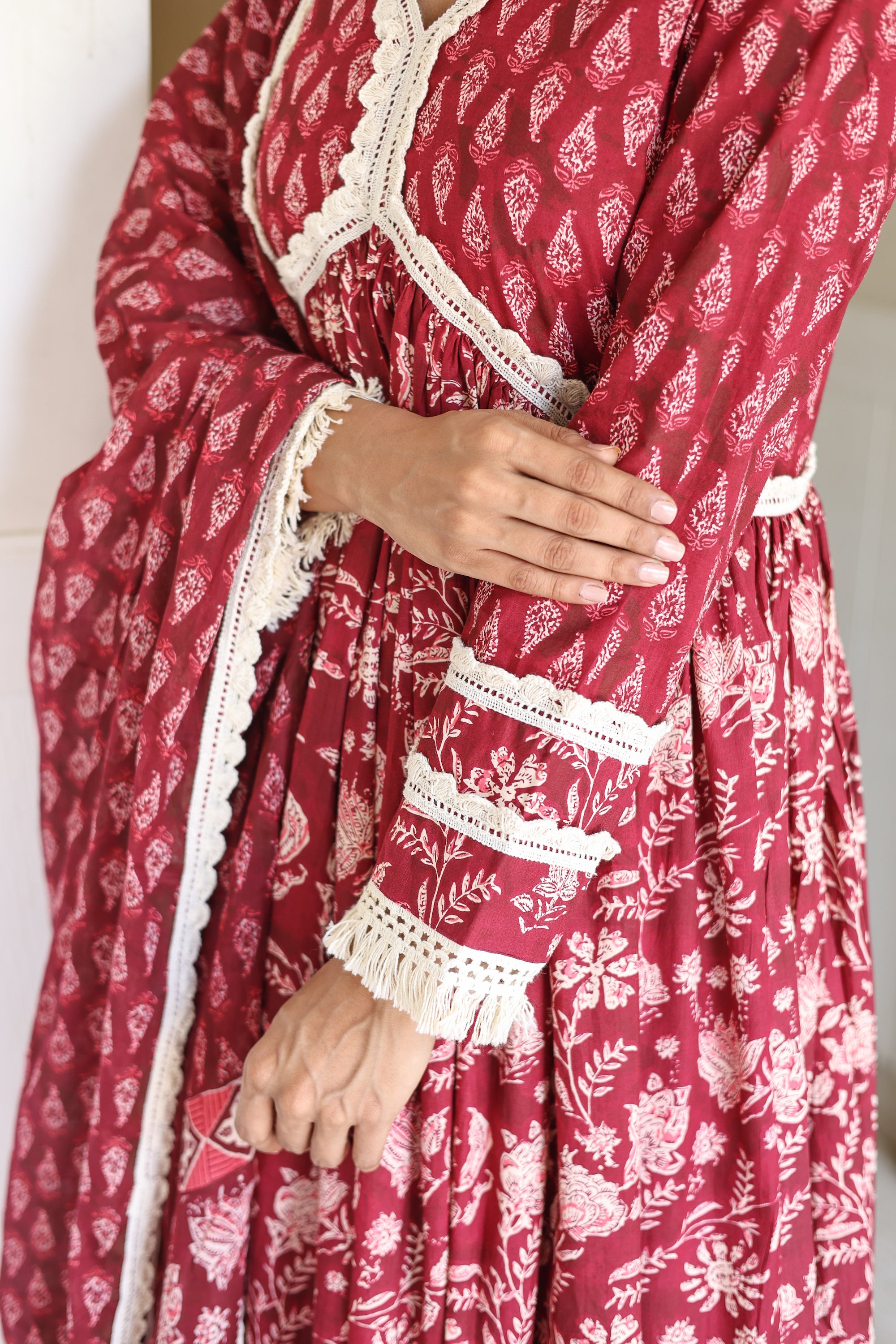 Maroon Anarkali Set