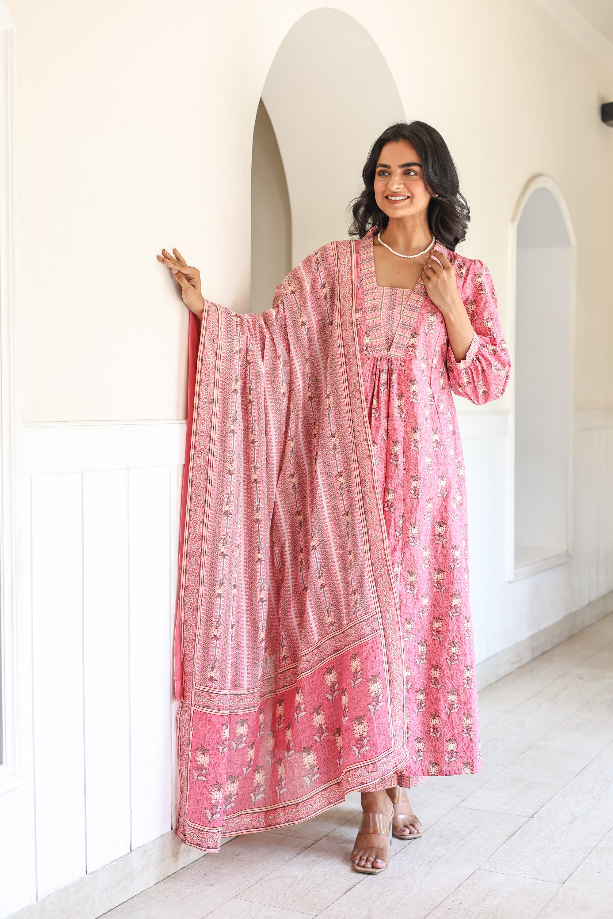 Baby pink Anarkali Set