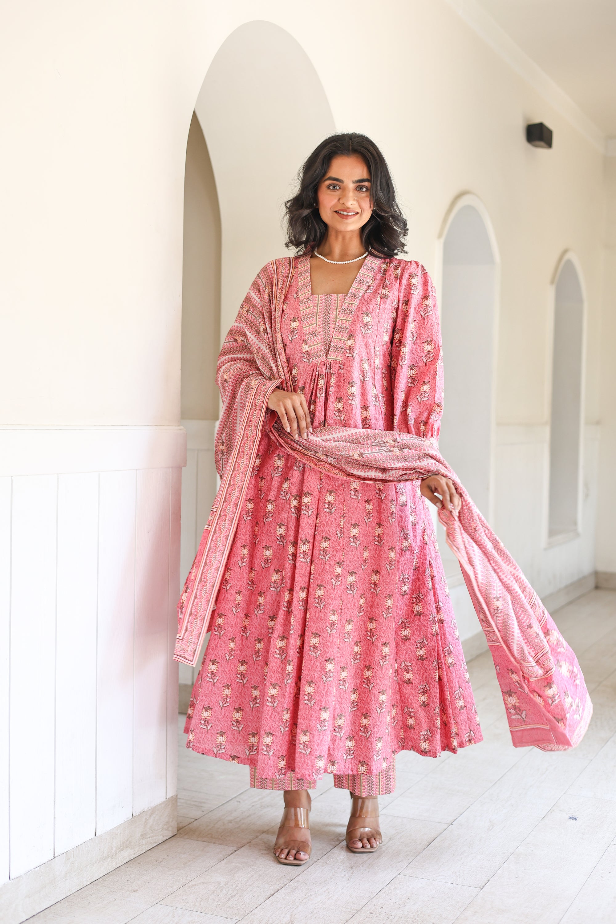 Baby pink Anarkali Set