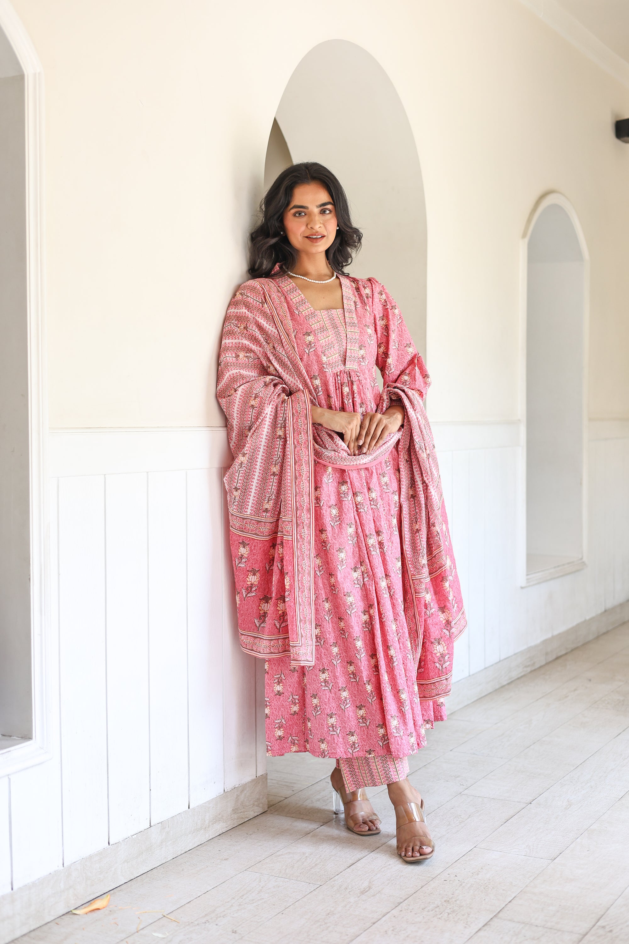 Baby pink Anarkali Set