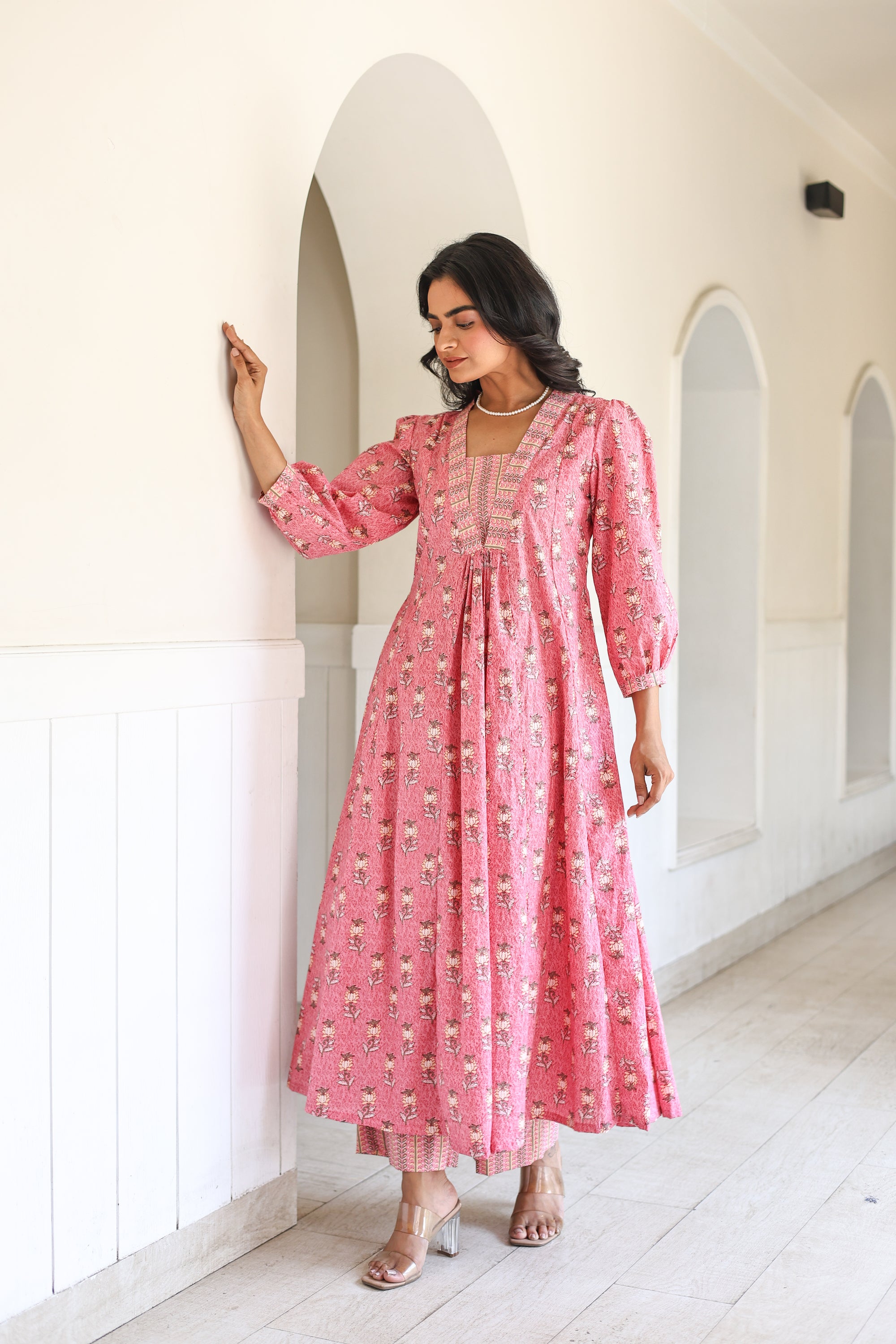 Baby pink Anarkali Set