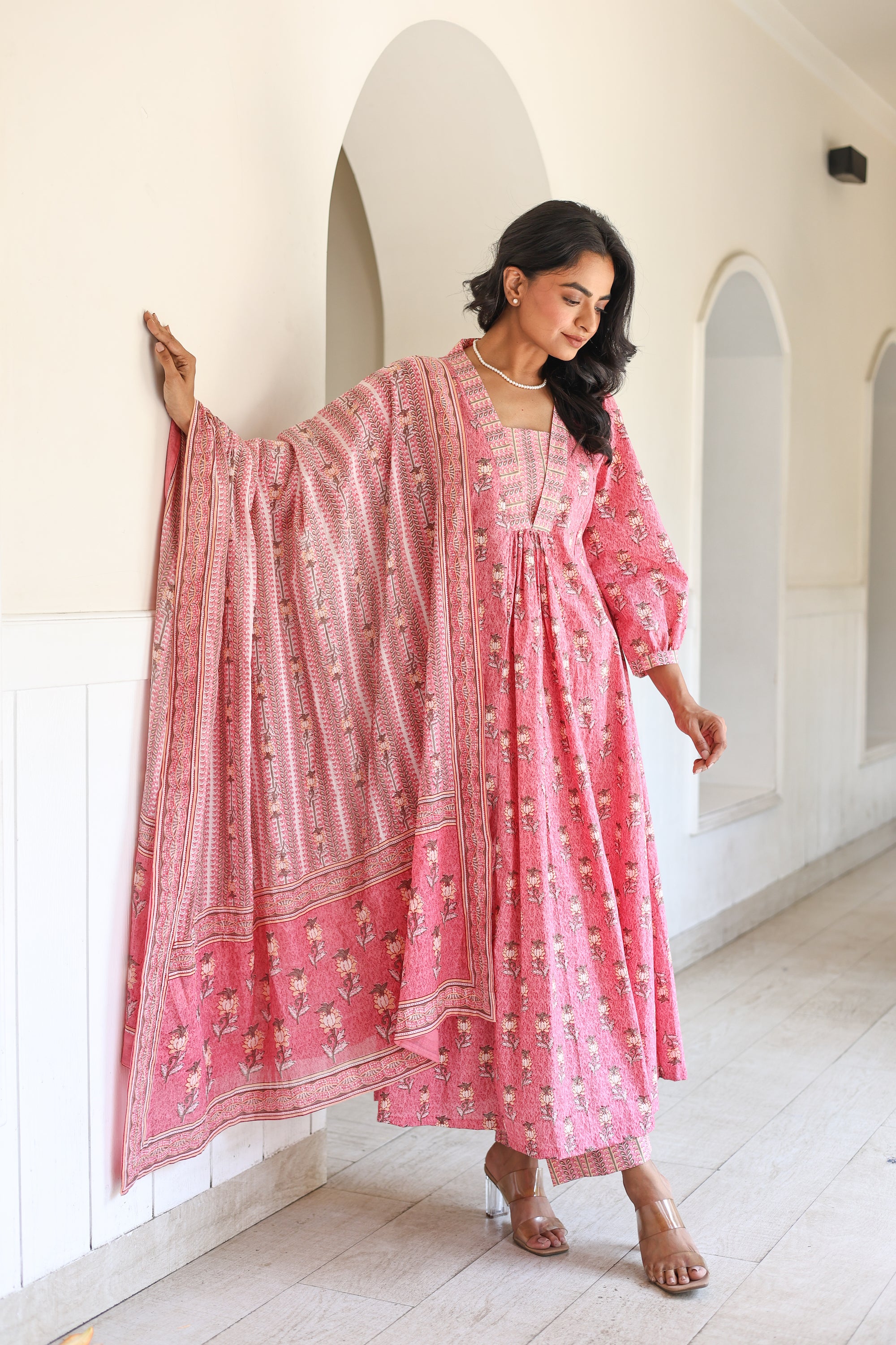 Baby pink Anarkali Set