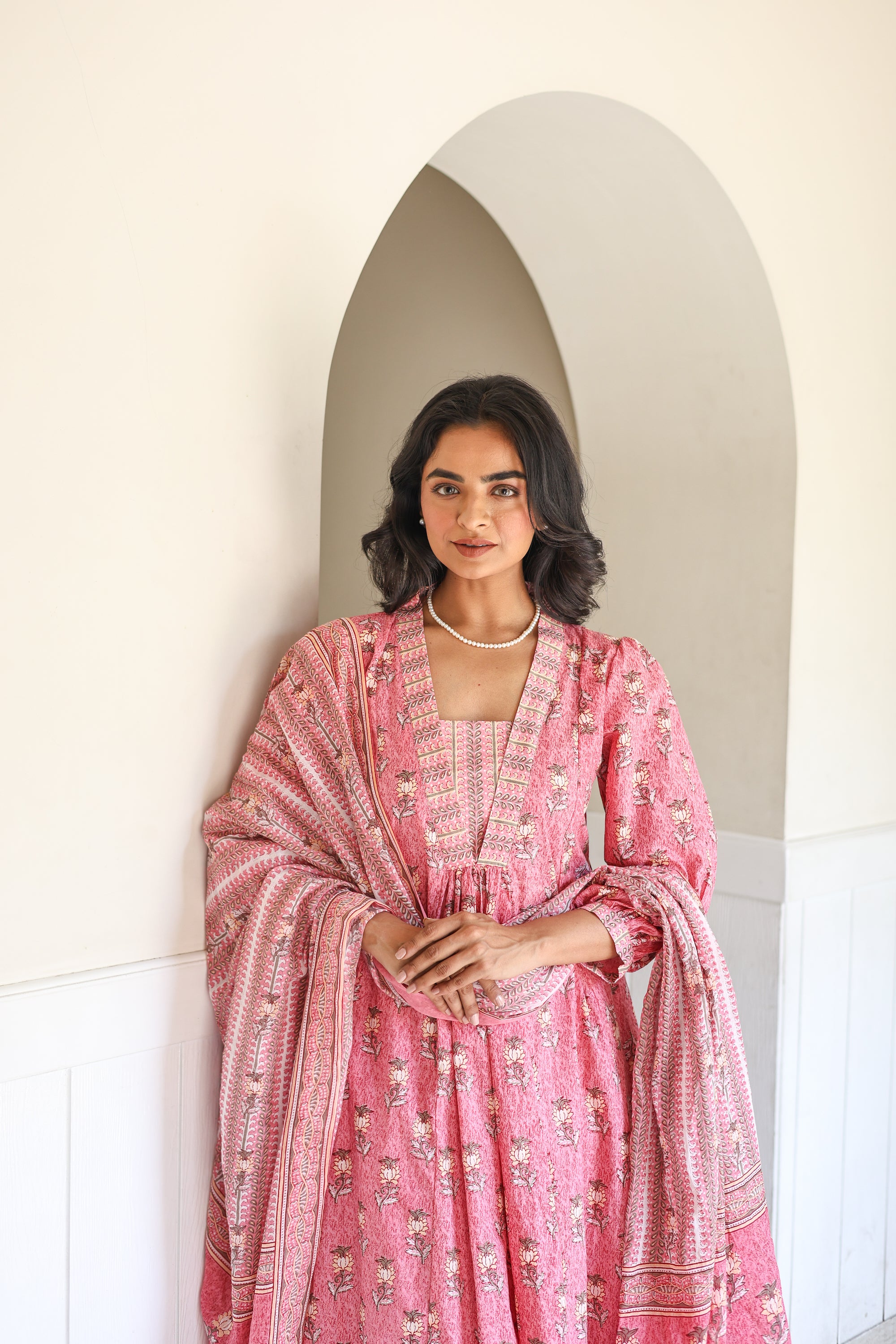 Baby pink Anarkali Set