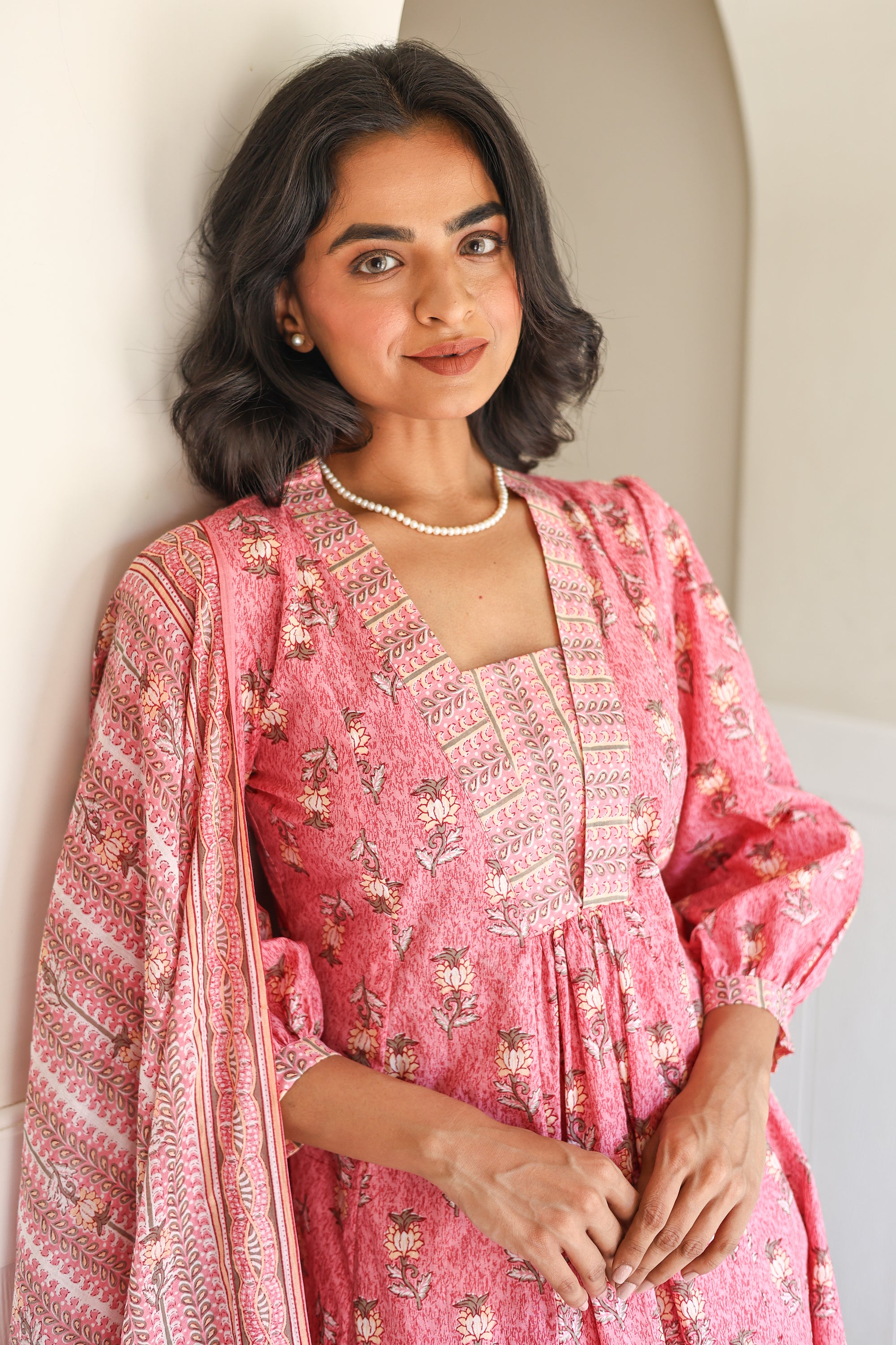 Baby pink Anarkali Set