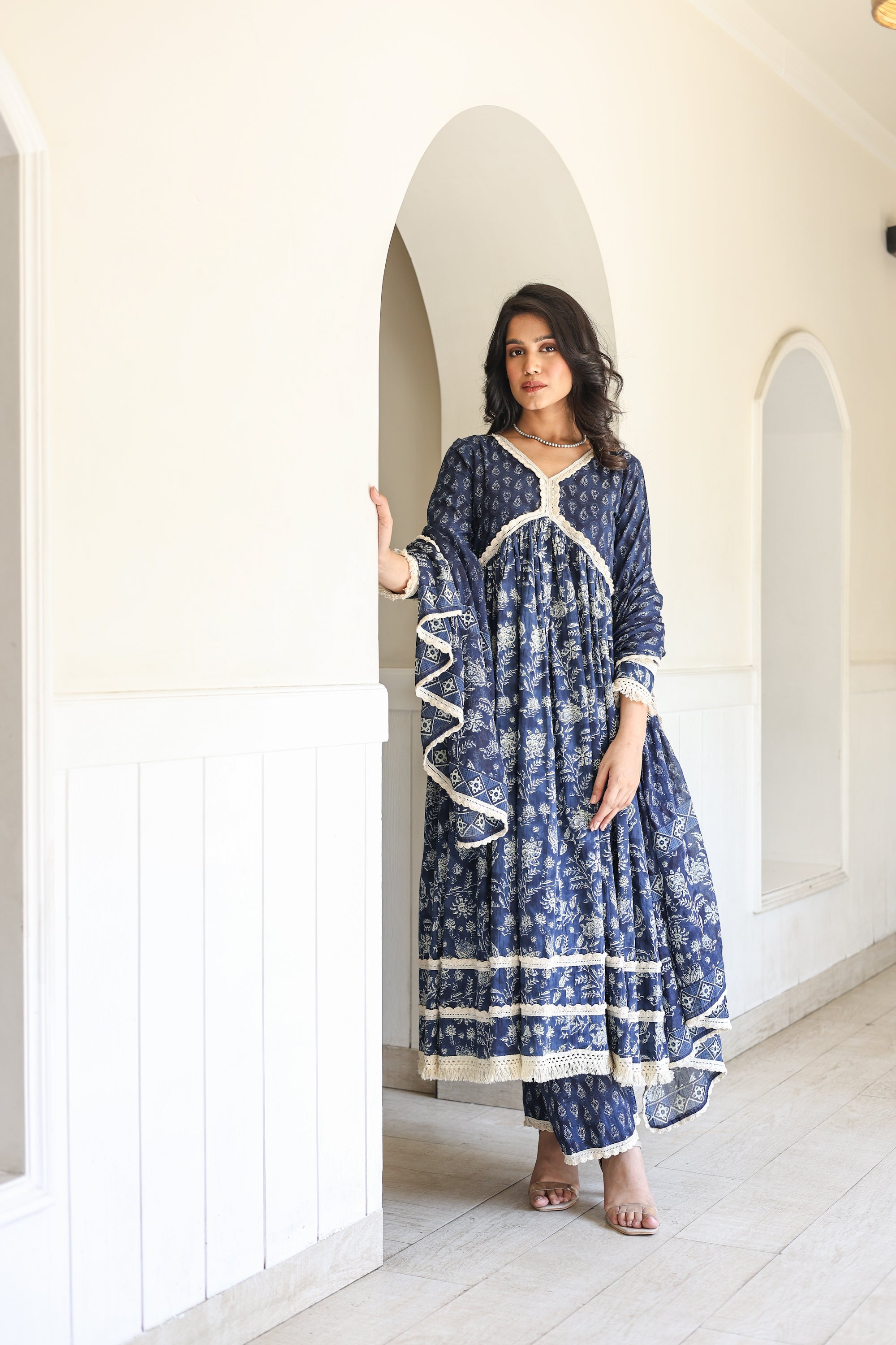 Indigo Anarkali Suit Set