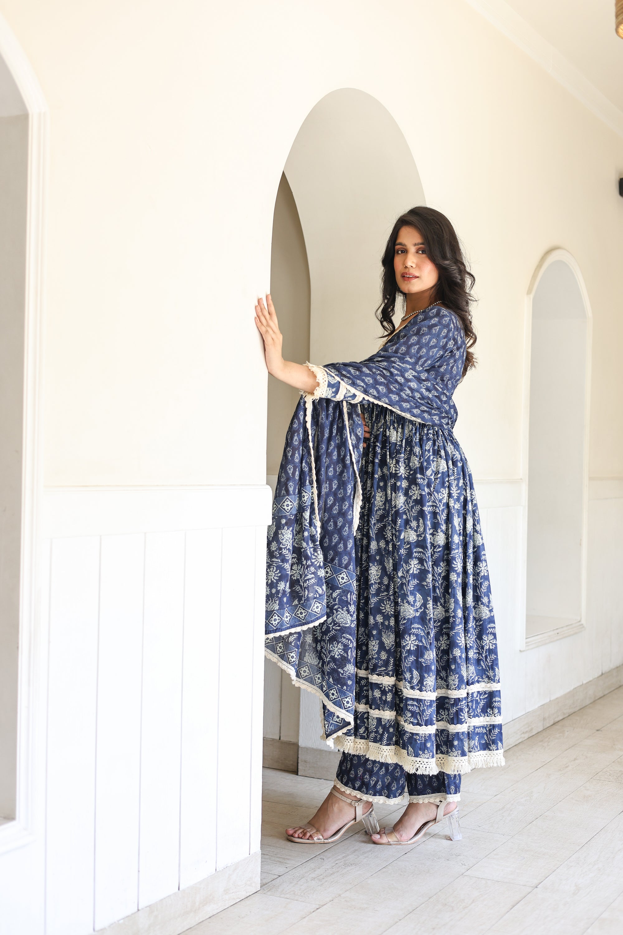 Indigo Anarkali Suit Set