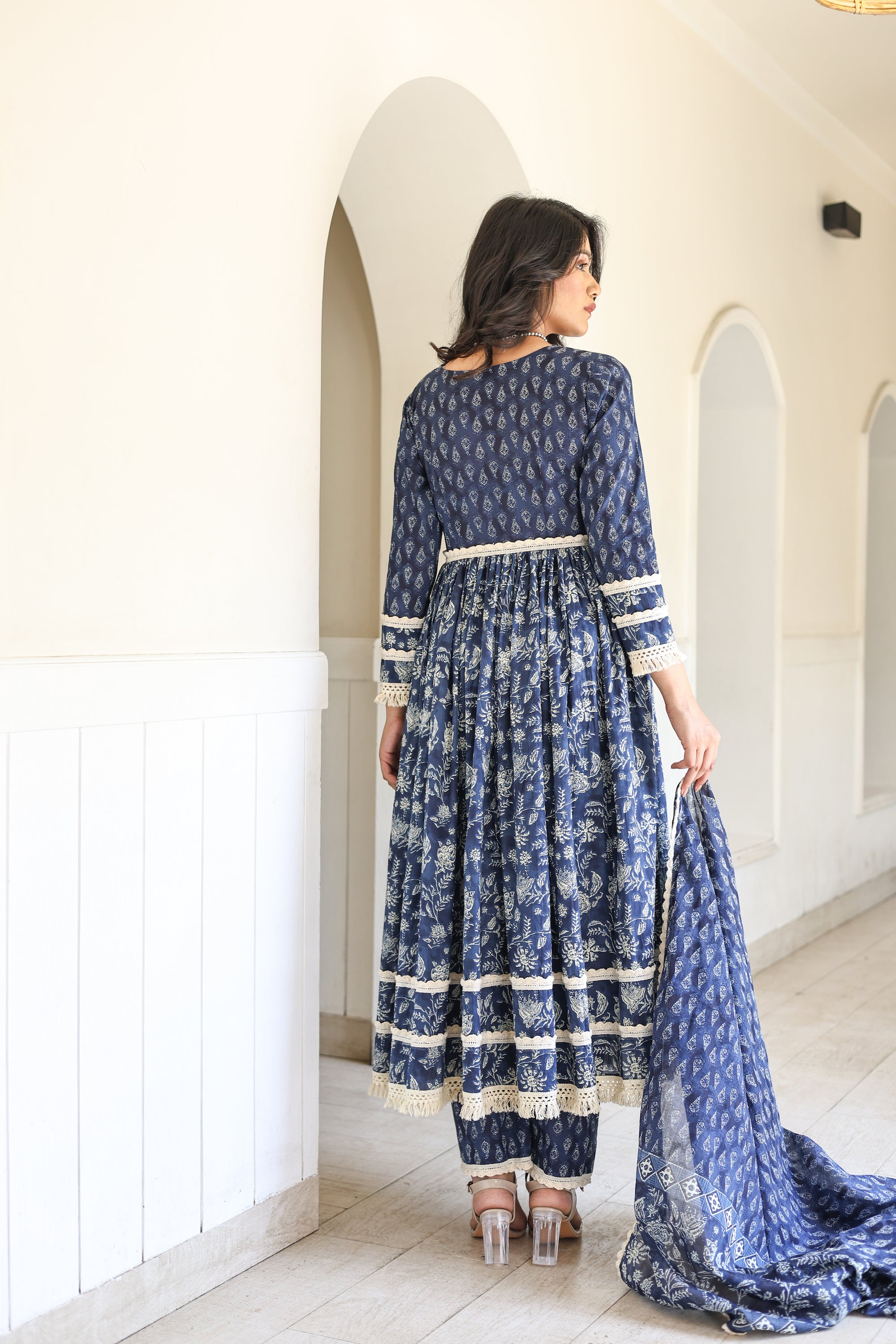 Indigo Anarkali Suit Set