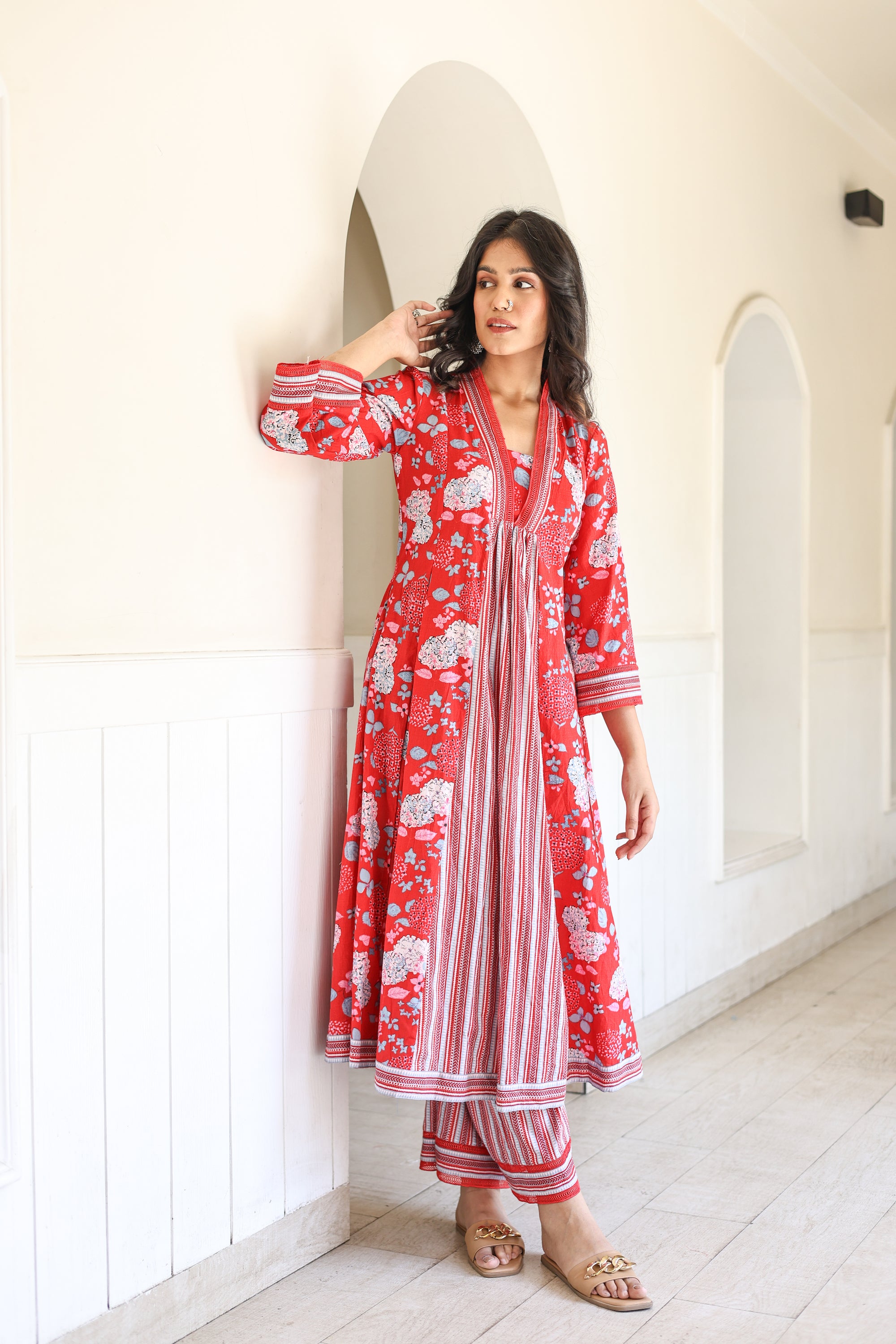 Red floral summer set