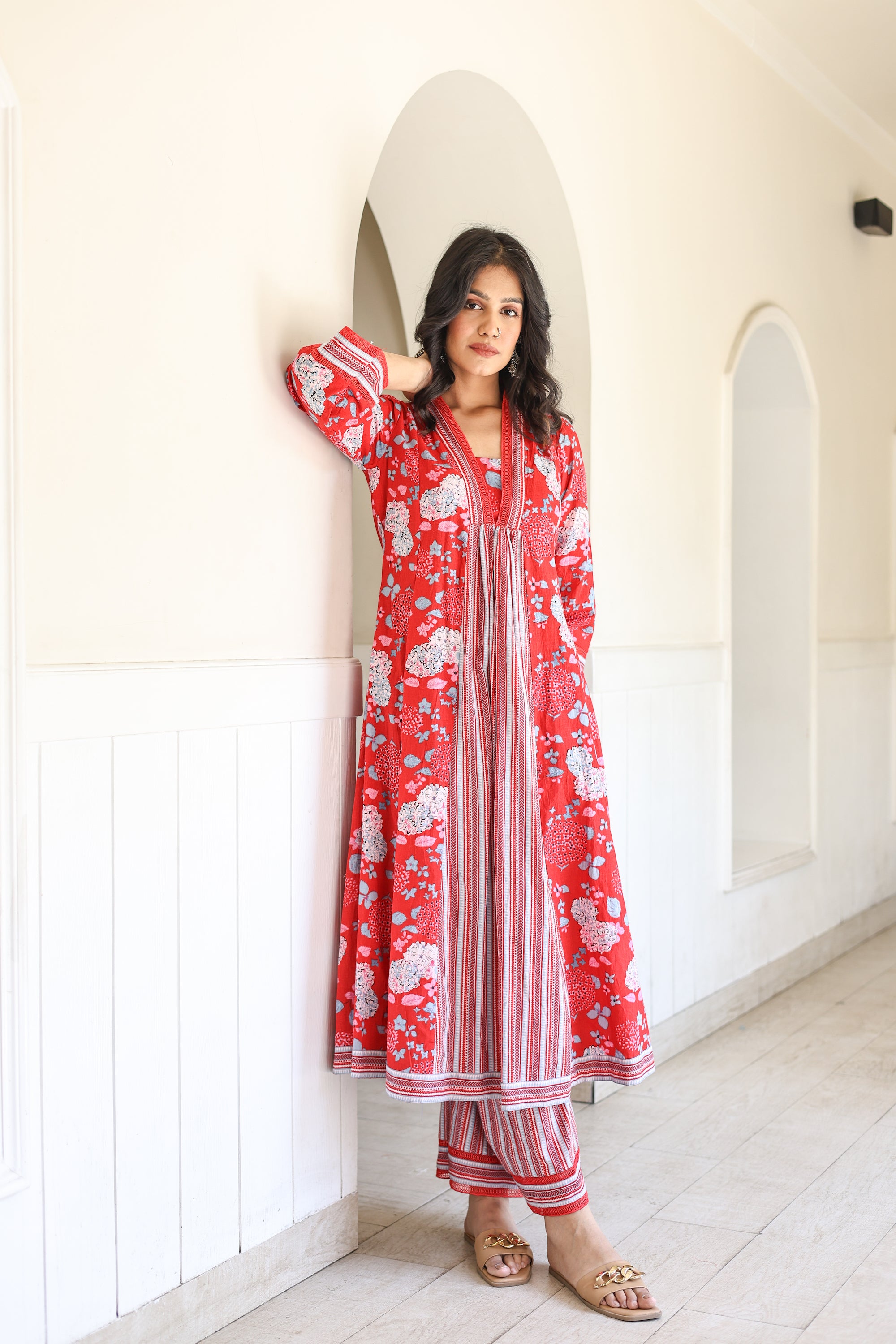 Red floral summer set