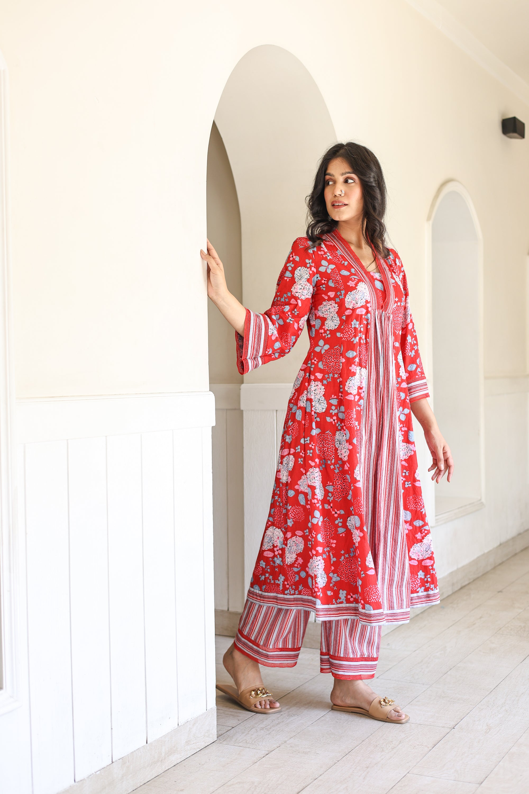 Red floral summer set