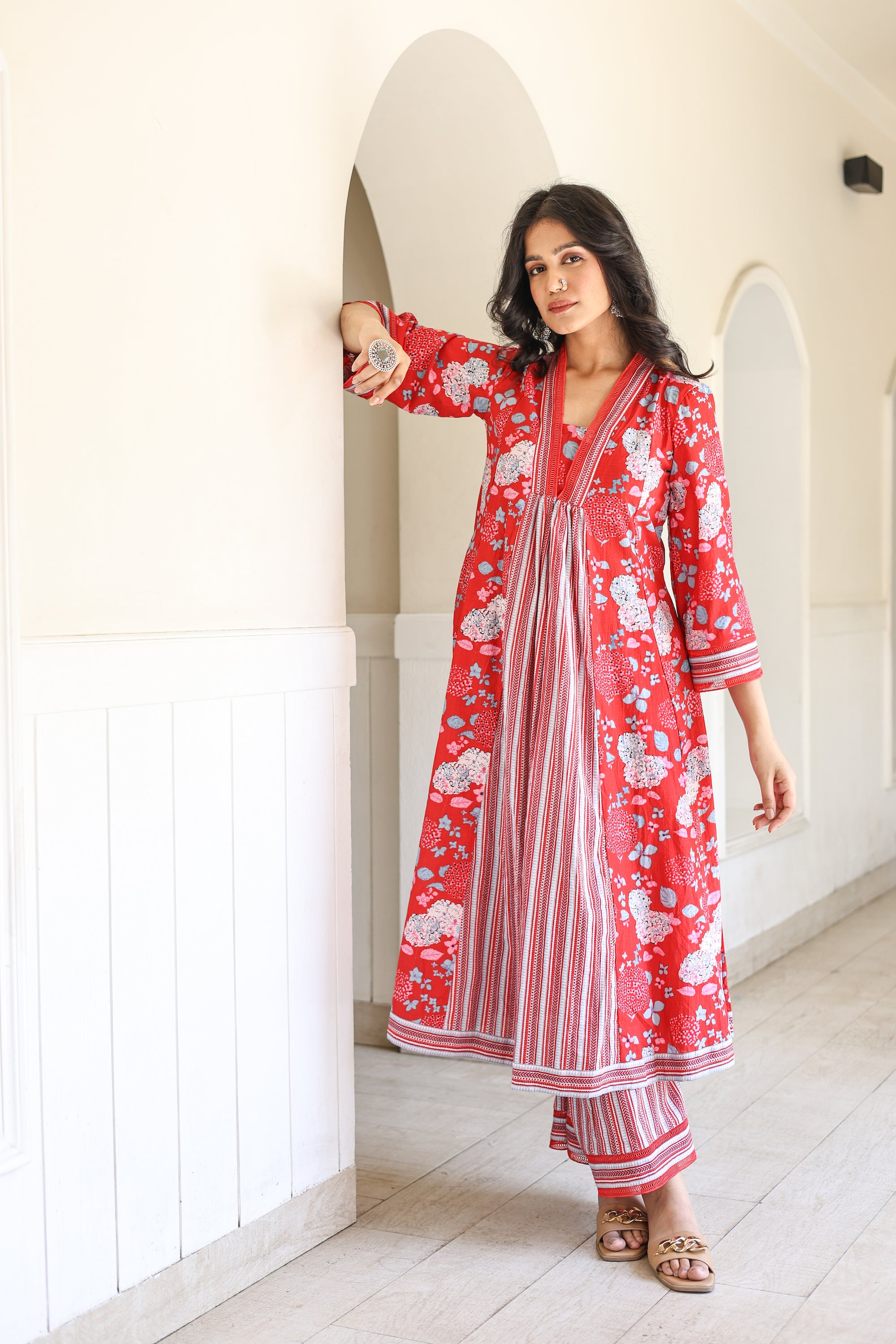 Red floral summer set