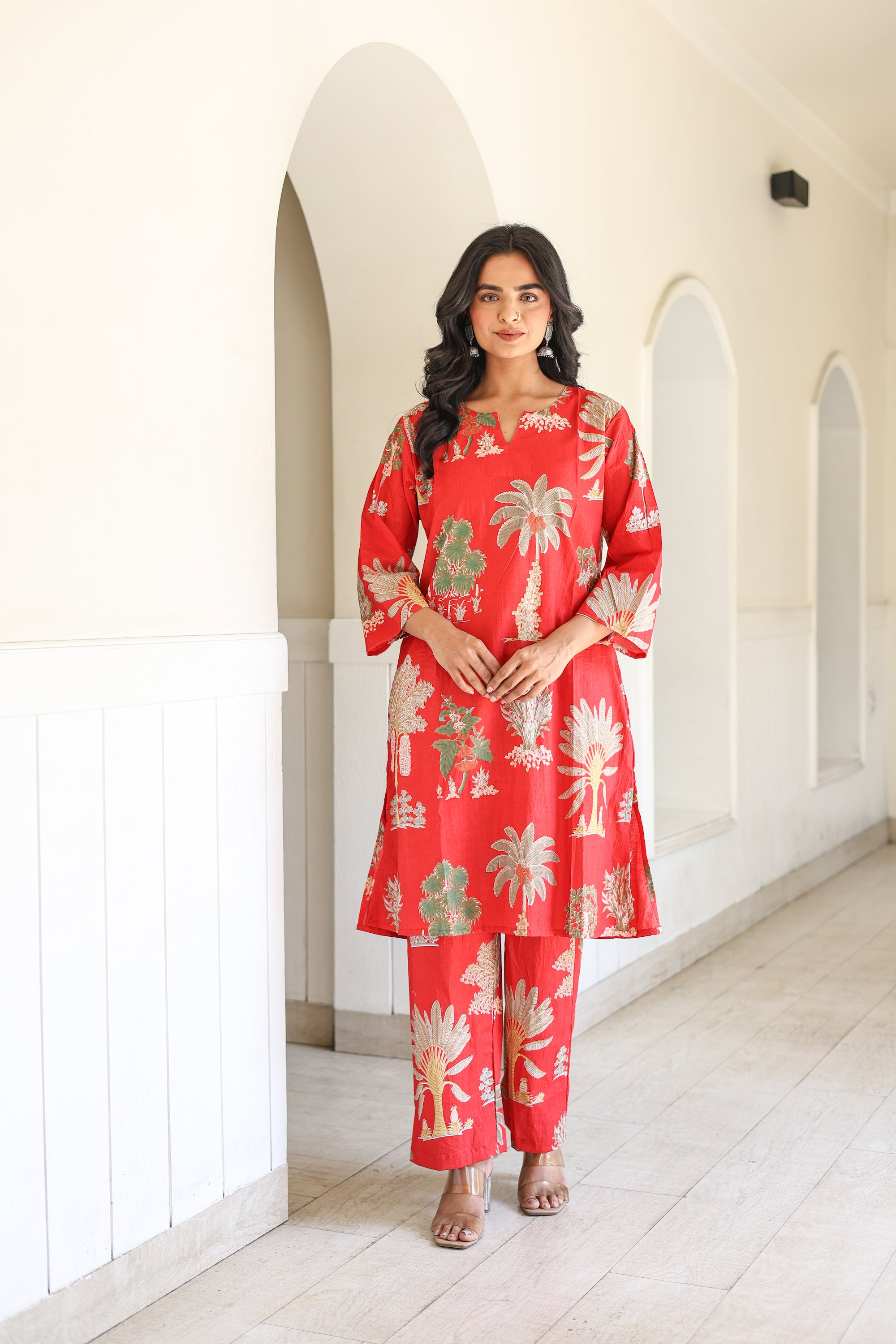 Red tropical twin Set