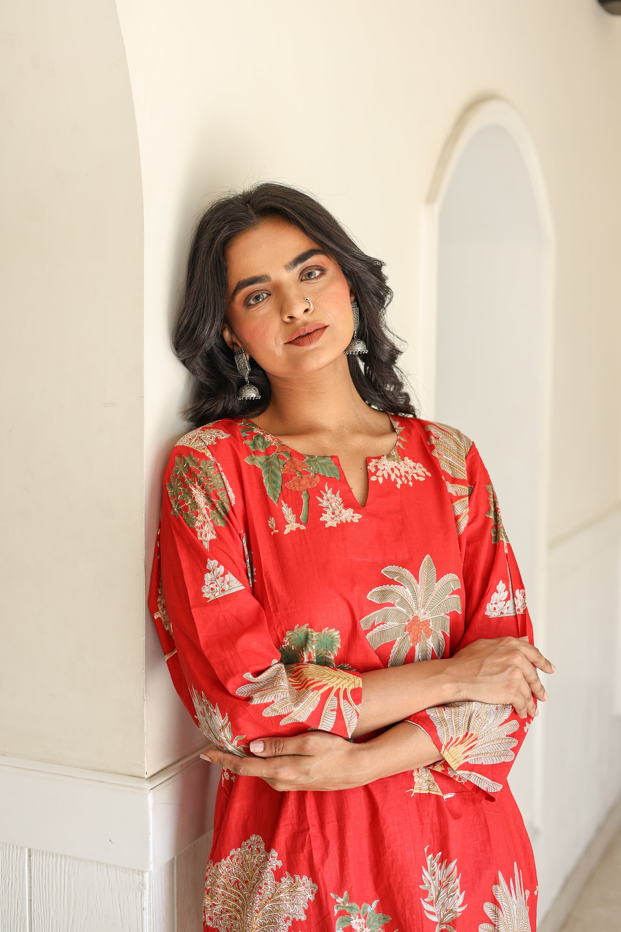 Red tropical twin Set