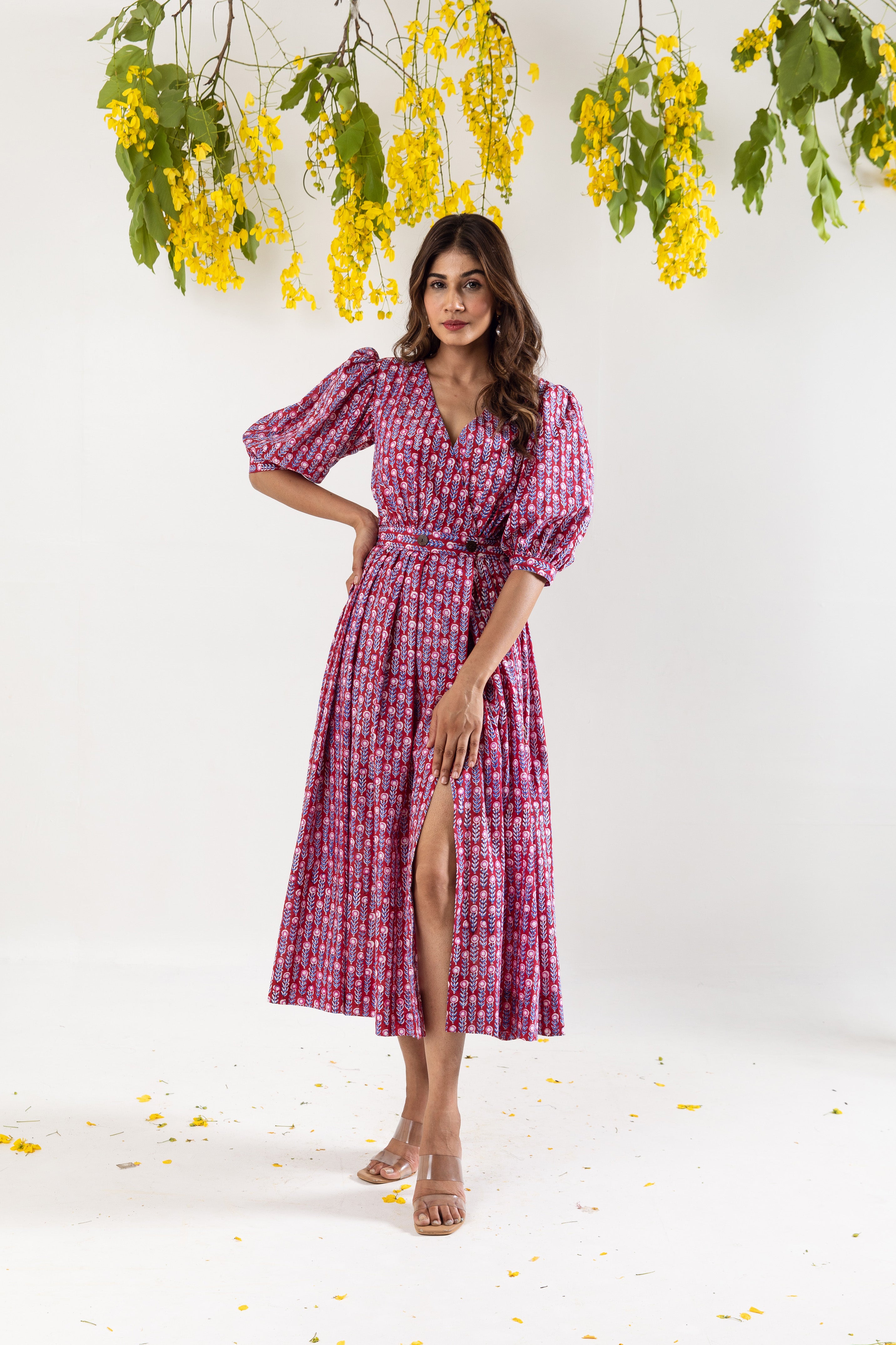 Raspberry red overlap dress