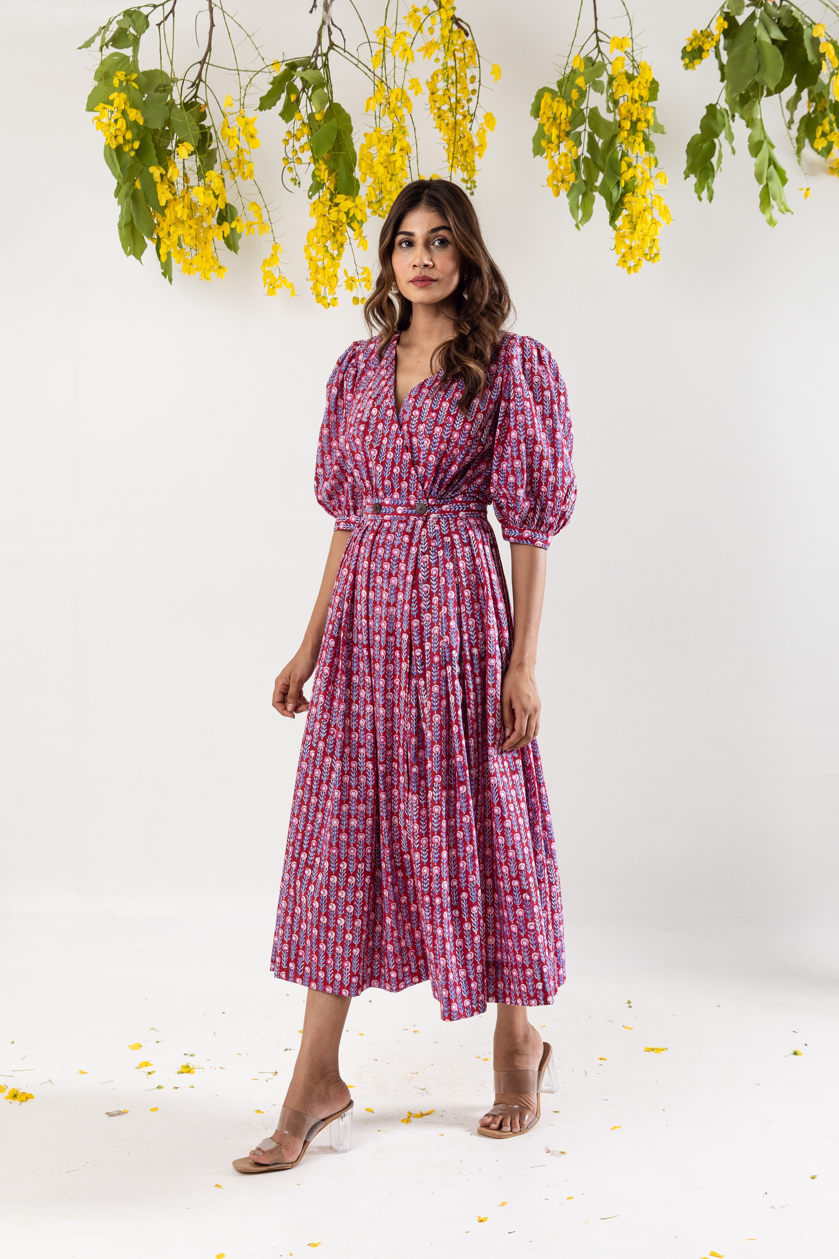 Raspberry red overlap dress