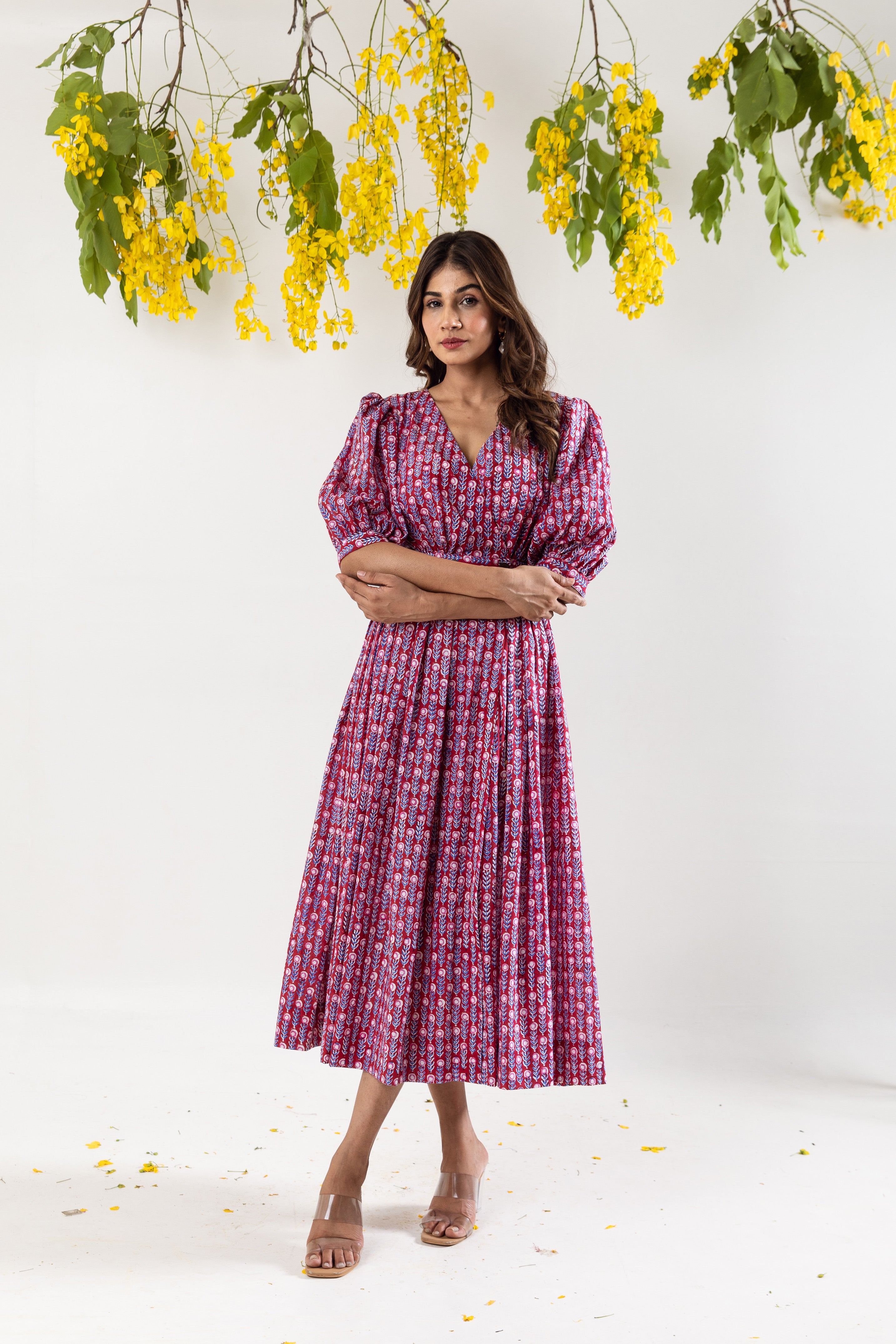 Raspberry red overlap dress