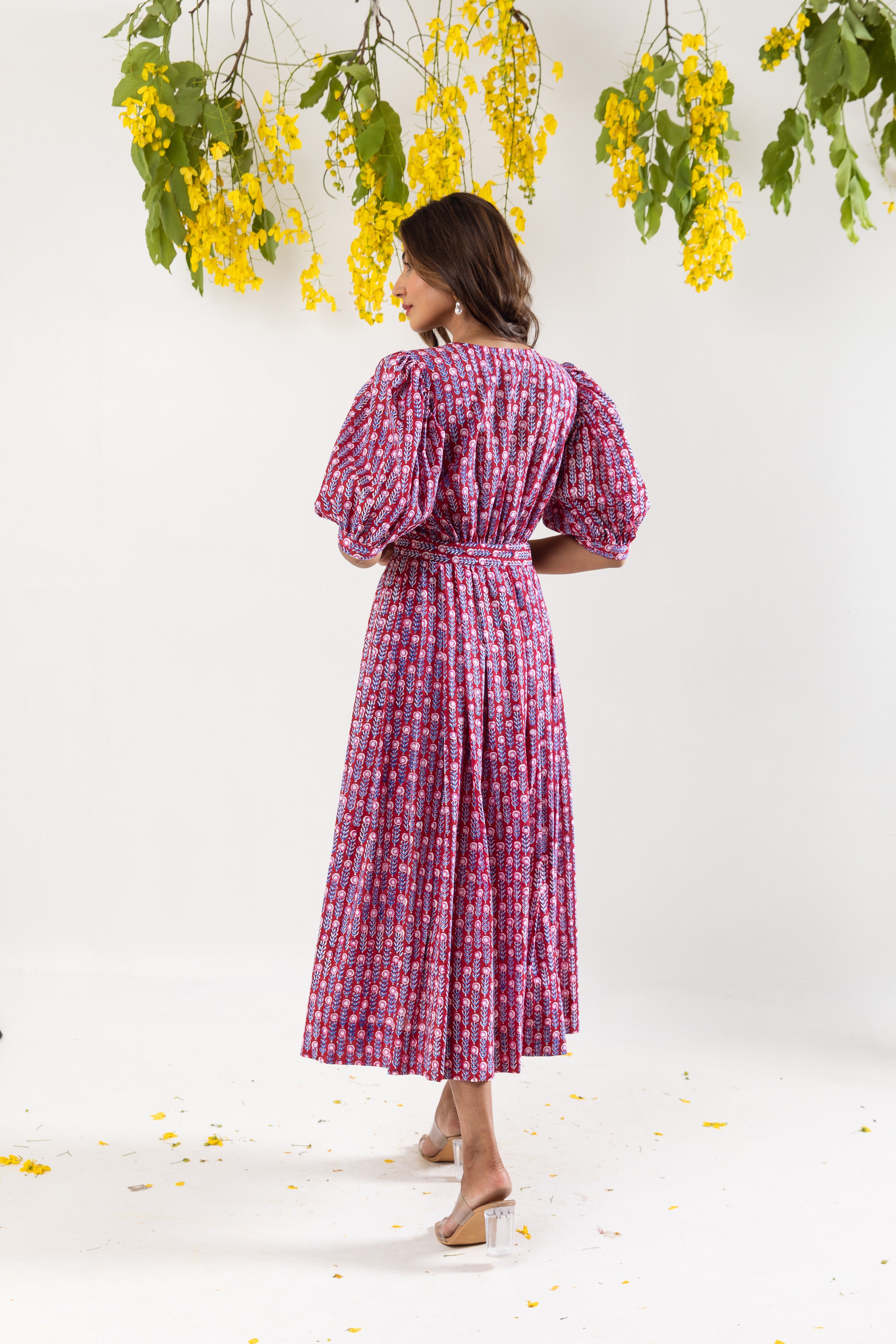 Raspberry red overlap dress