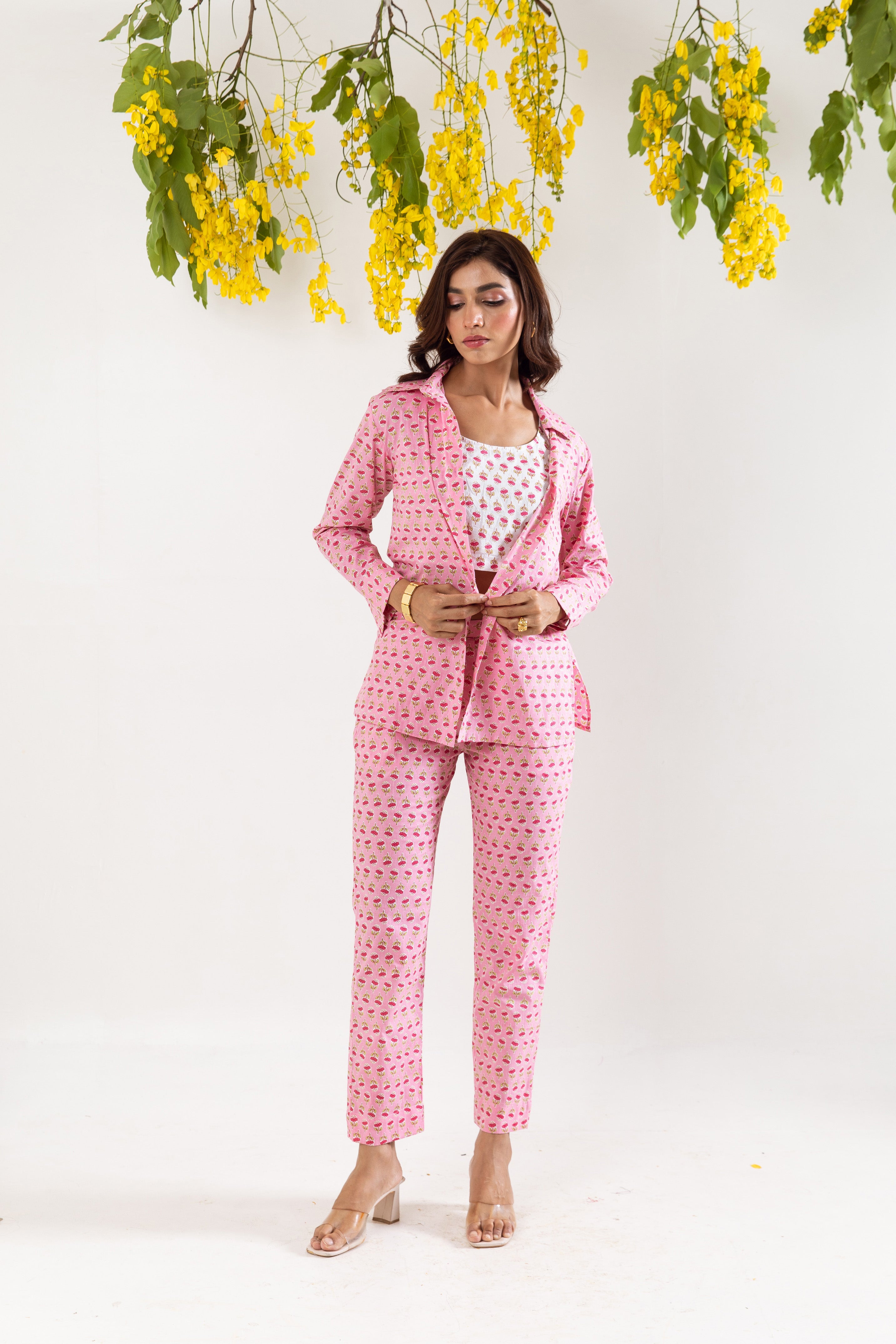 Pink white Co-ord Set