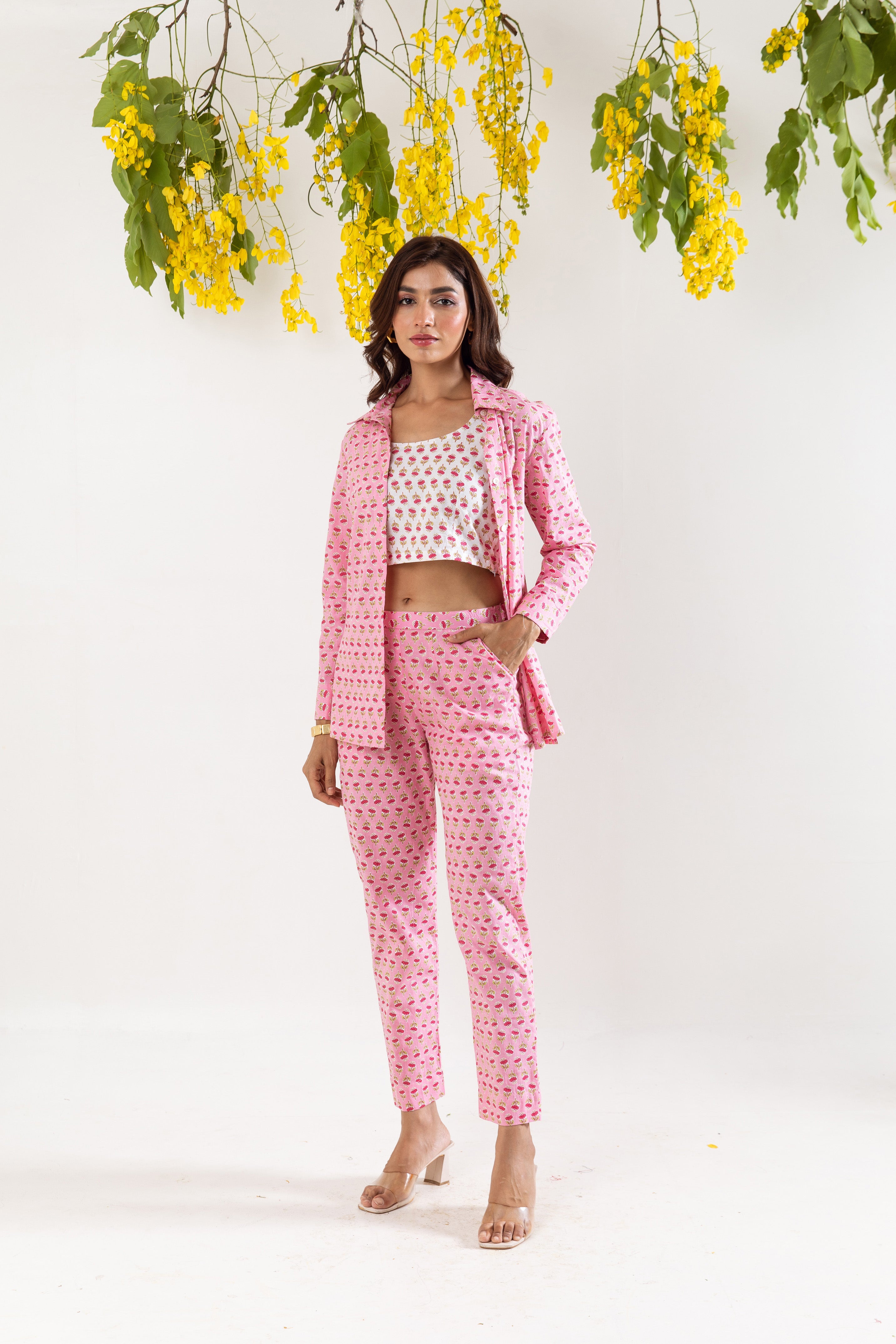 Pink white Co-ord Set