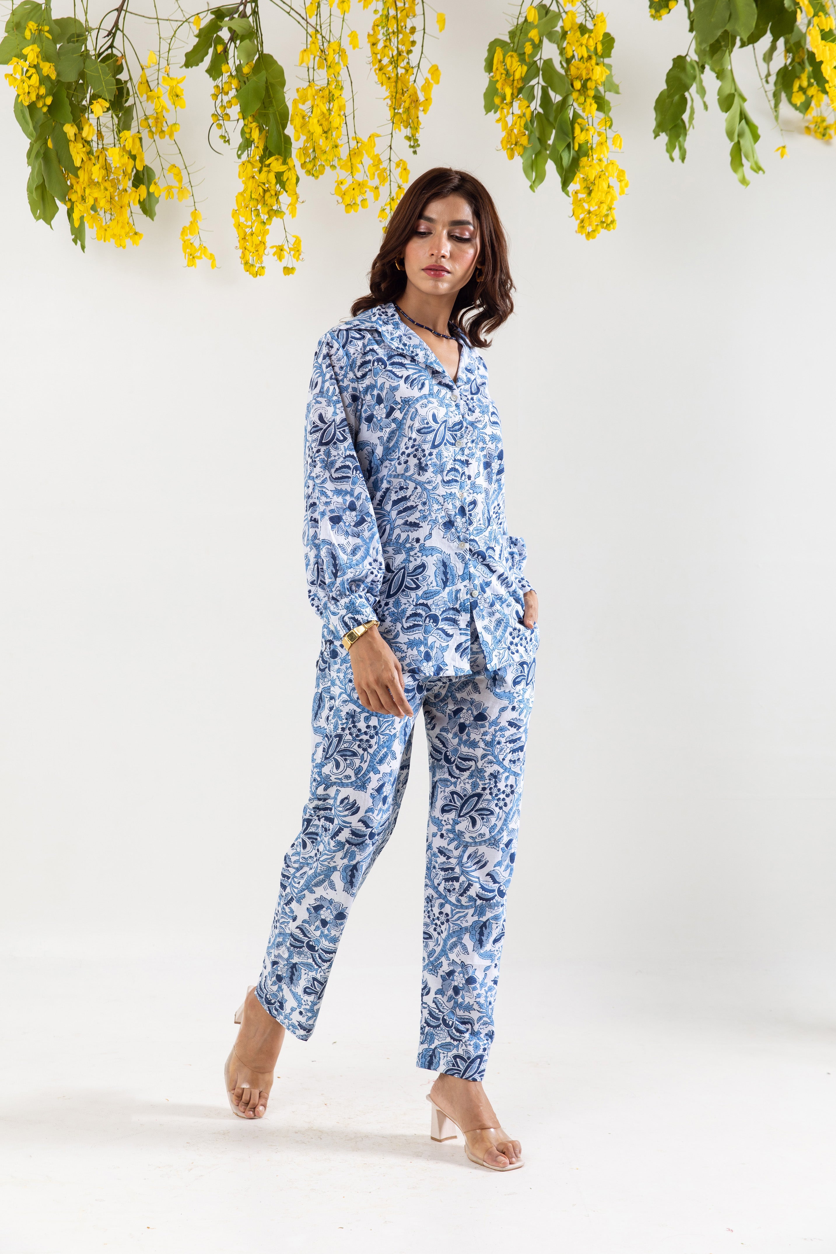 Blue pottery hand block Co-ord Set