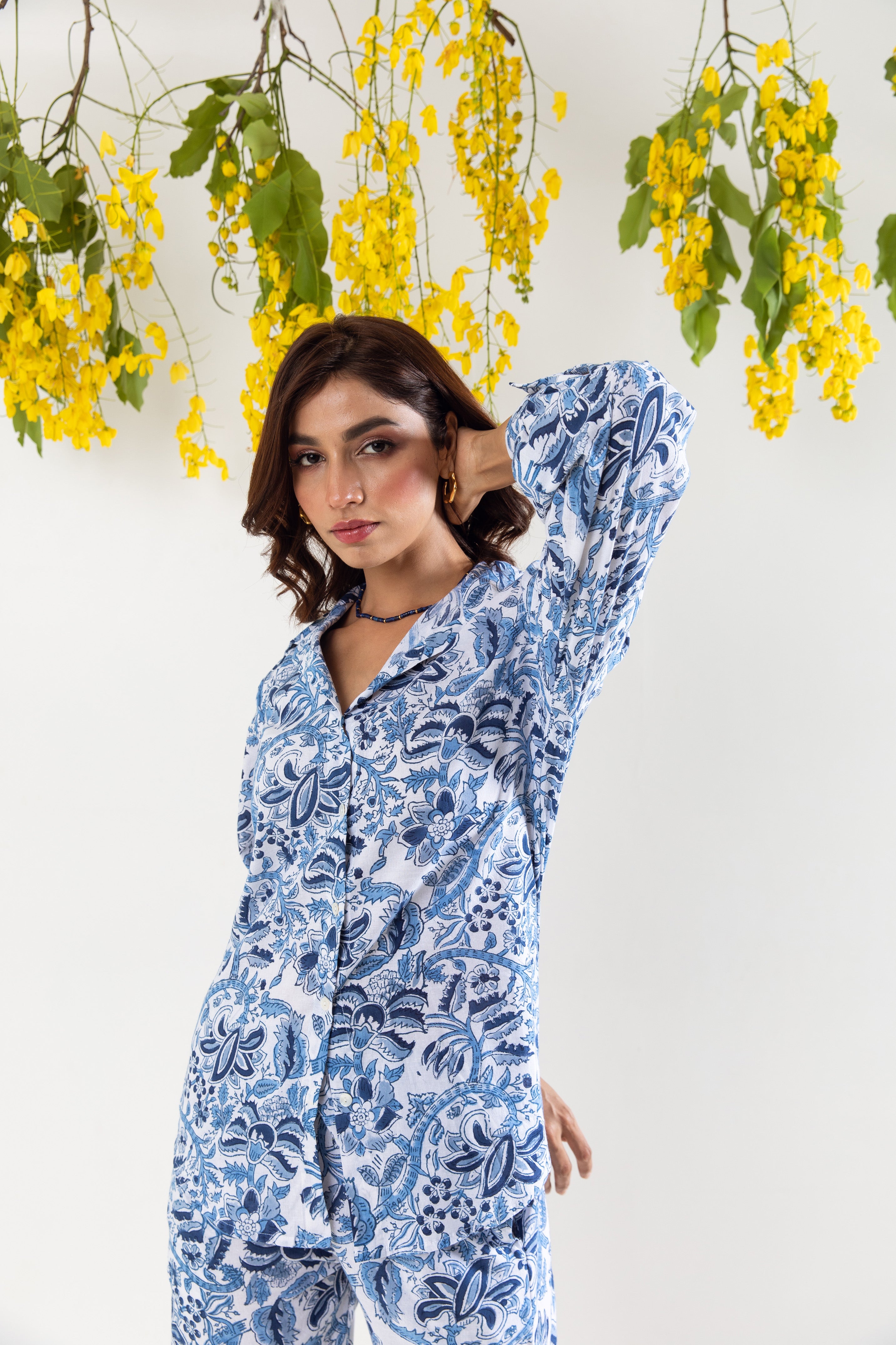 Blue pottery hand block Co-ord Set