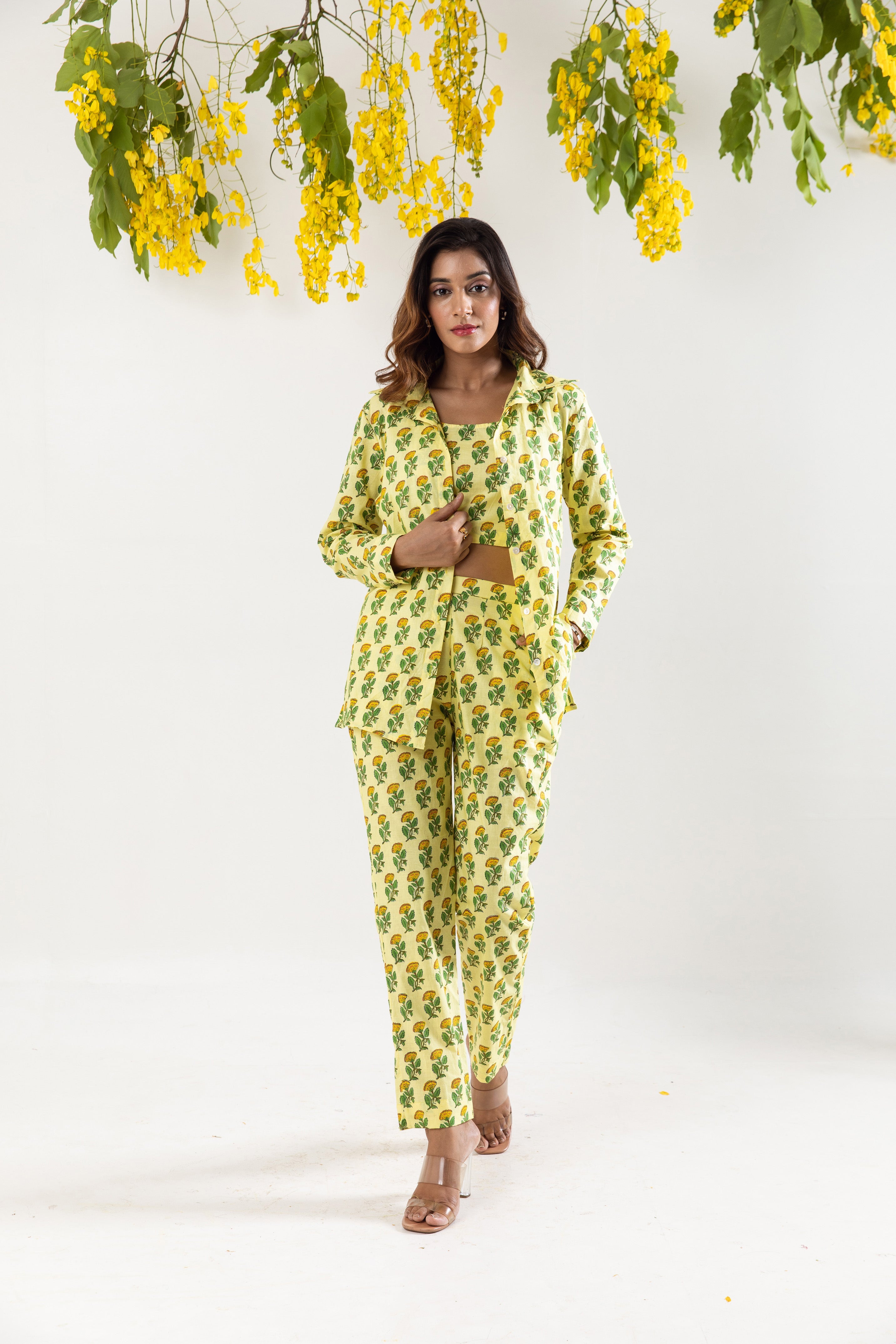 Lime hand block Co-ord Set