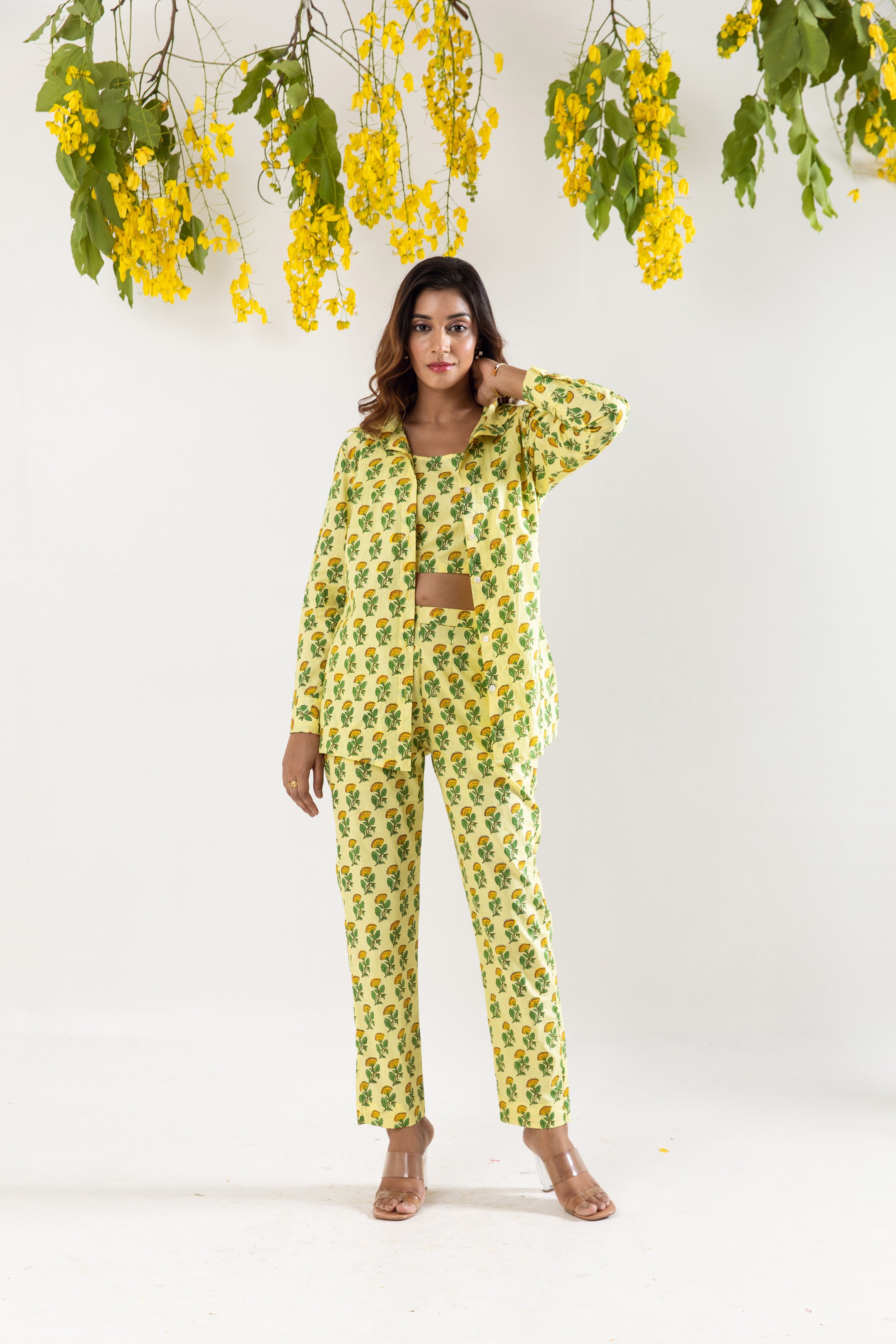 Lime hand block Co-ord Set
