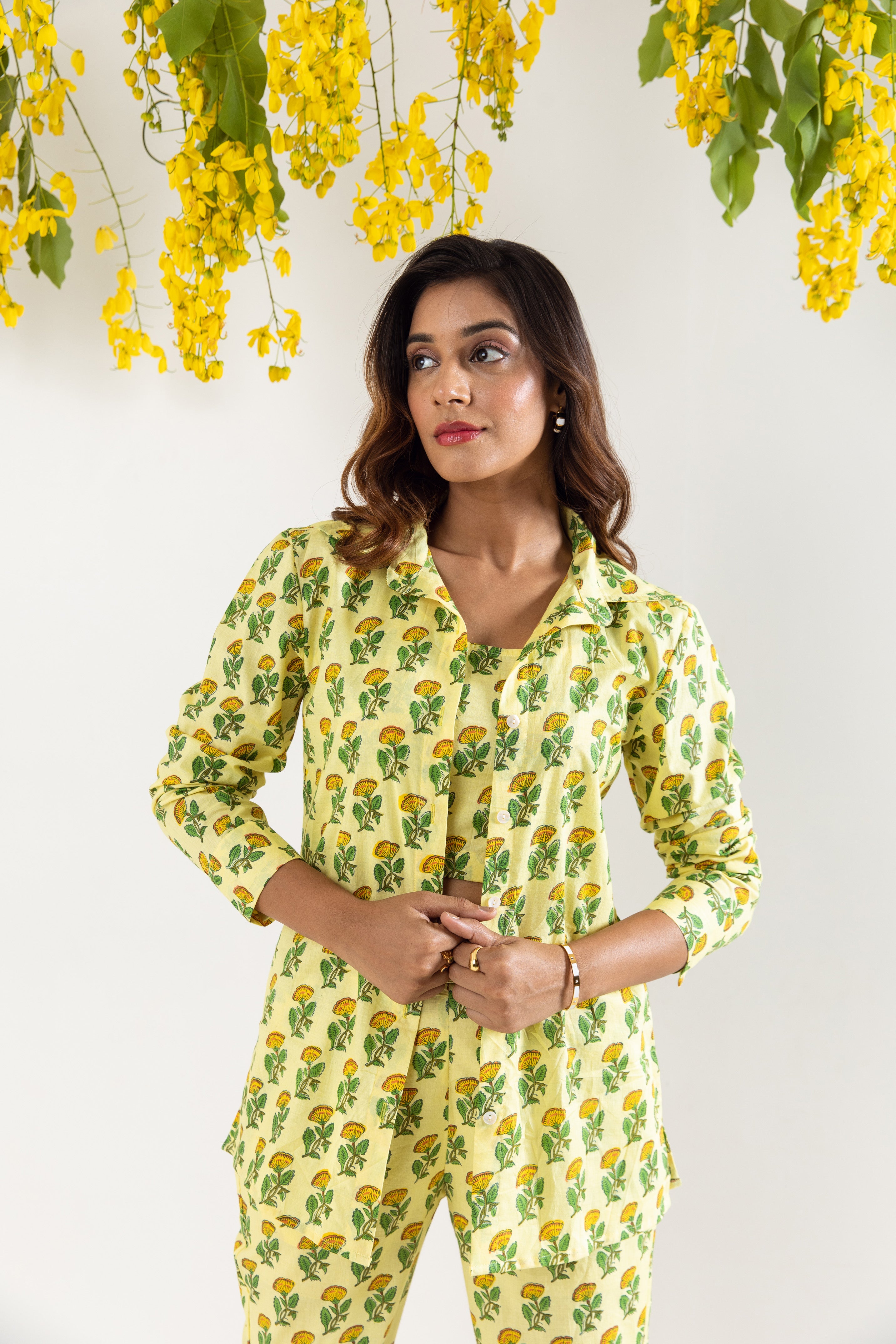 Lime hand block Co-ord Set