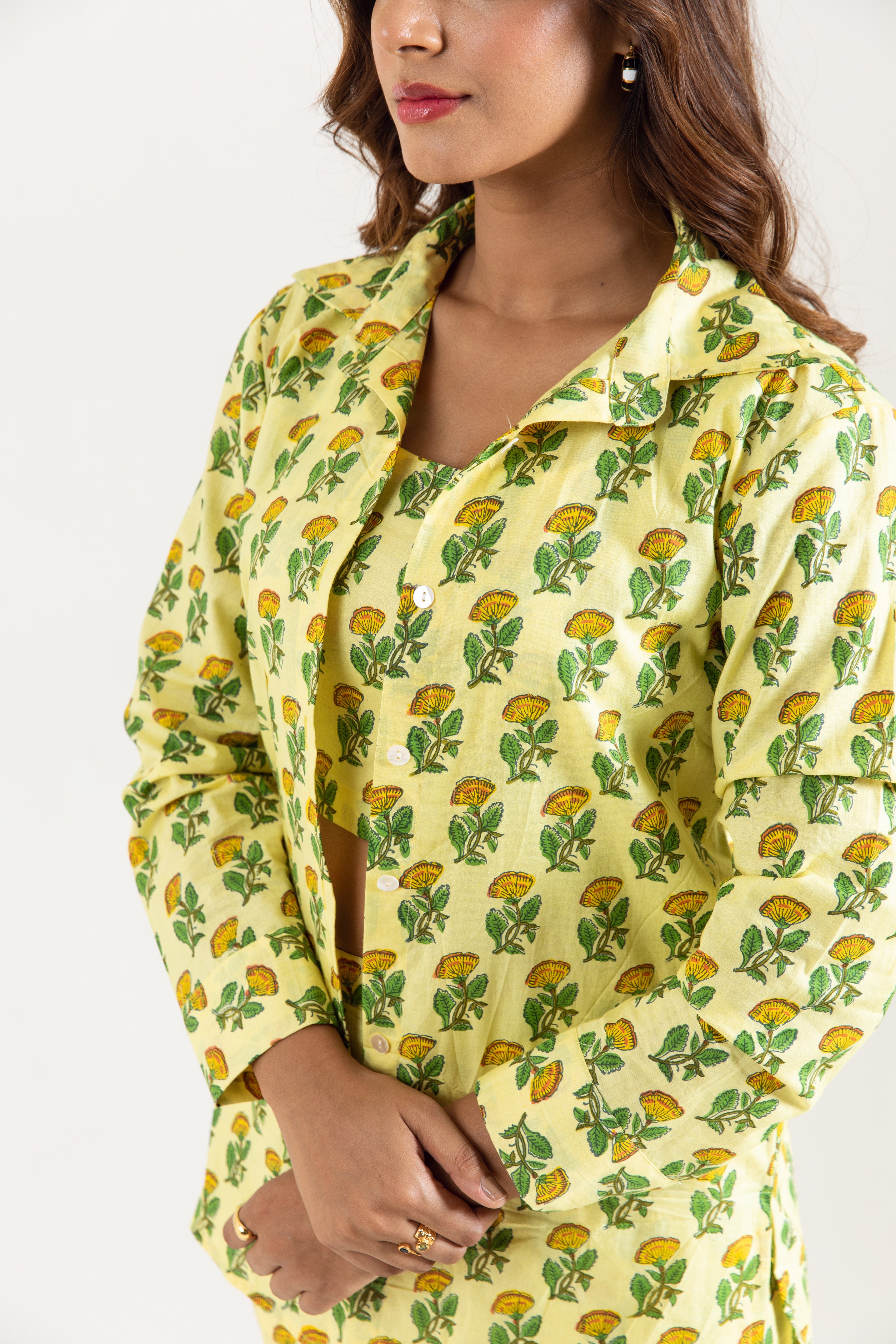 Lime hand block Co-ord Set