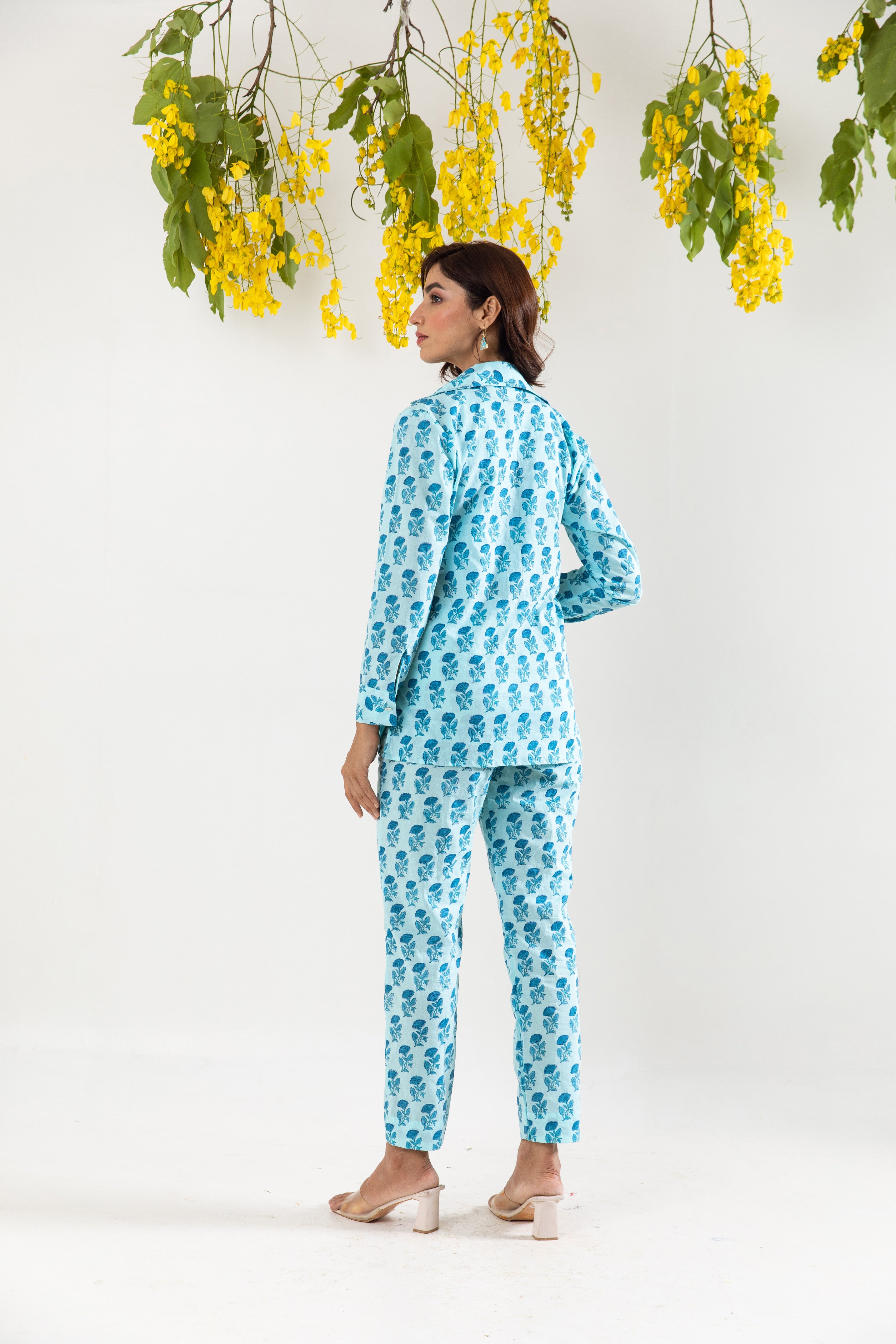 Sky Blue hand block Co-ord Set