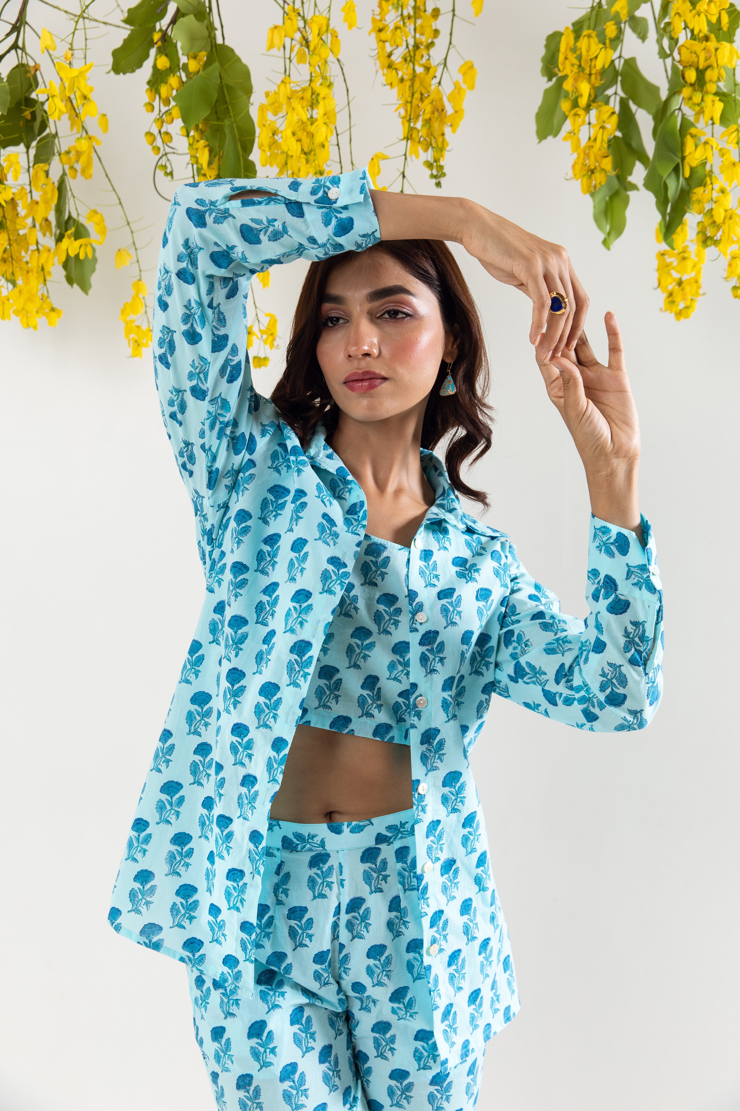 Sky Blue hand block Co-ord Set