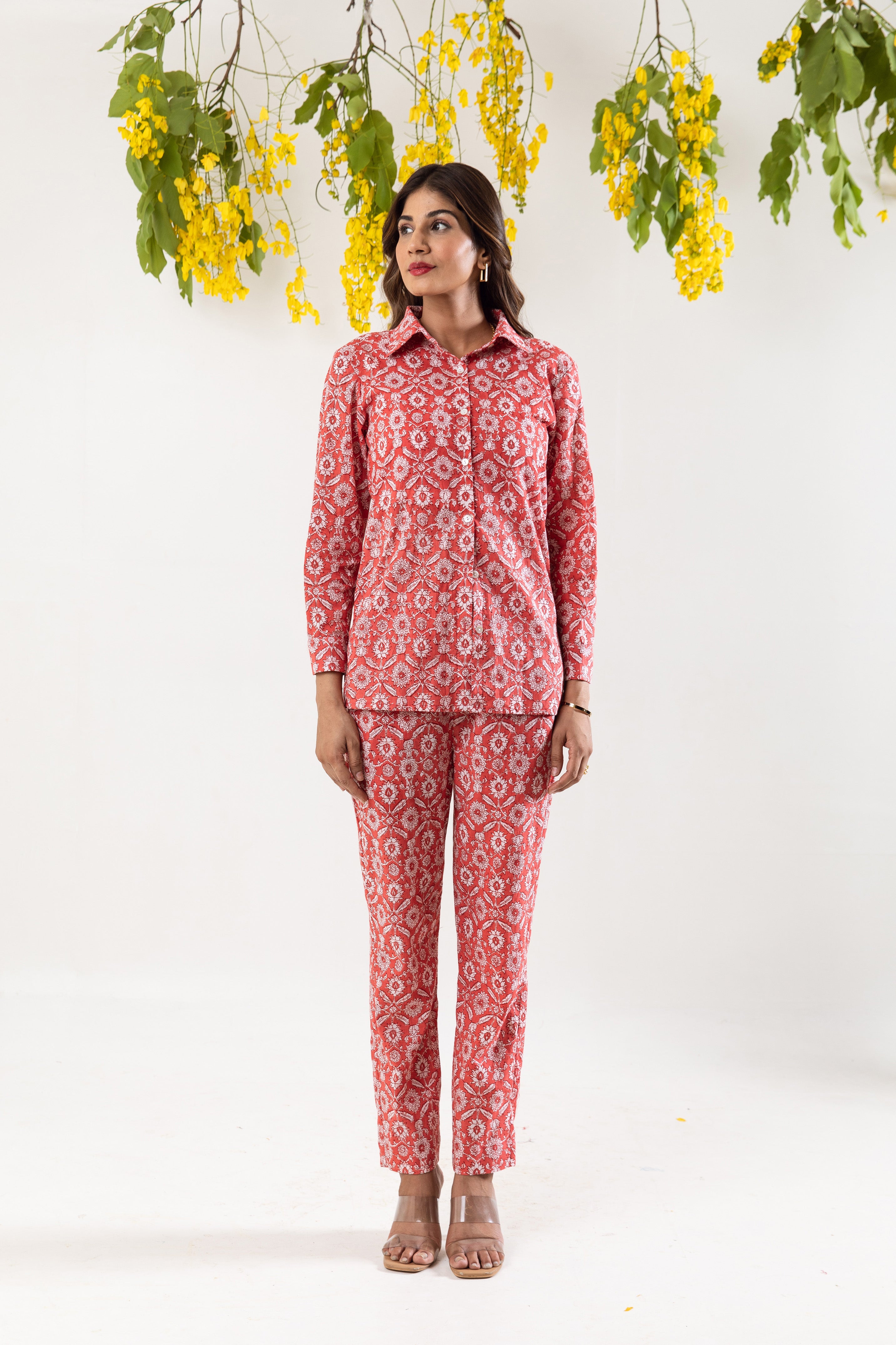 Red hand block Co-ord Set